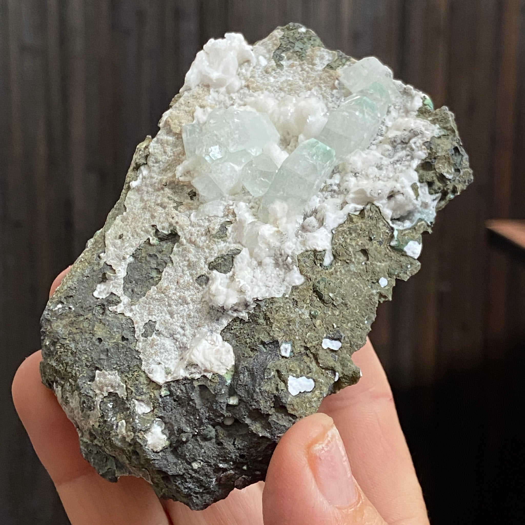 Green Apophyllite on Matrix