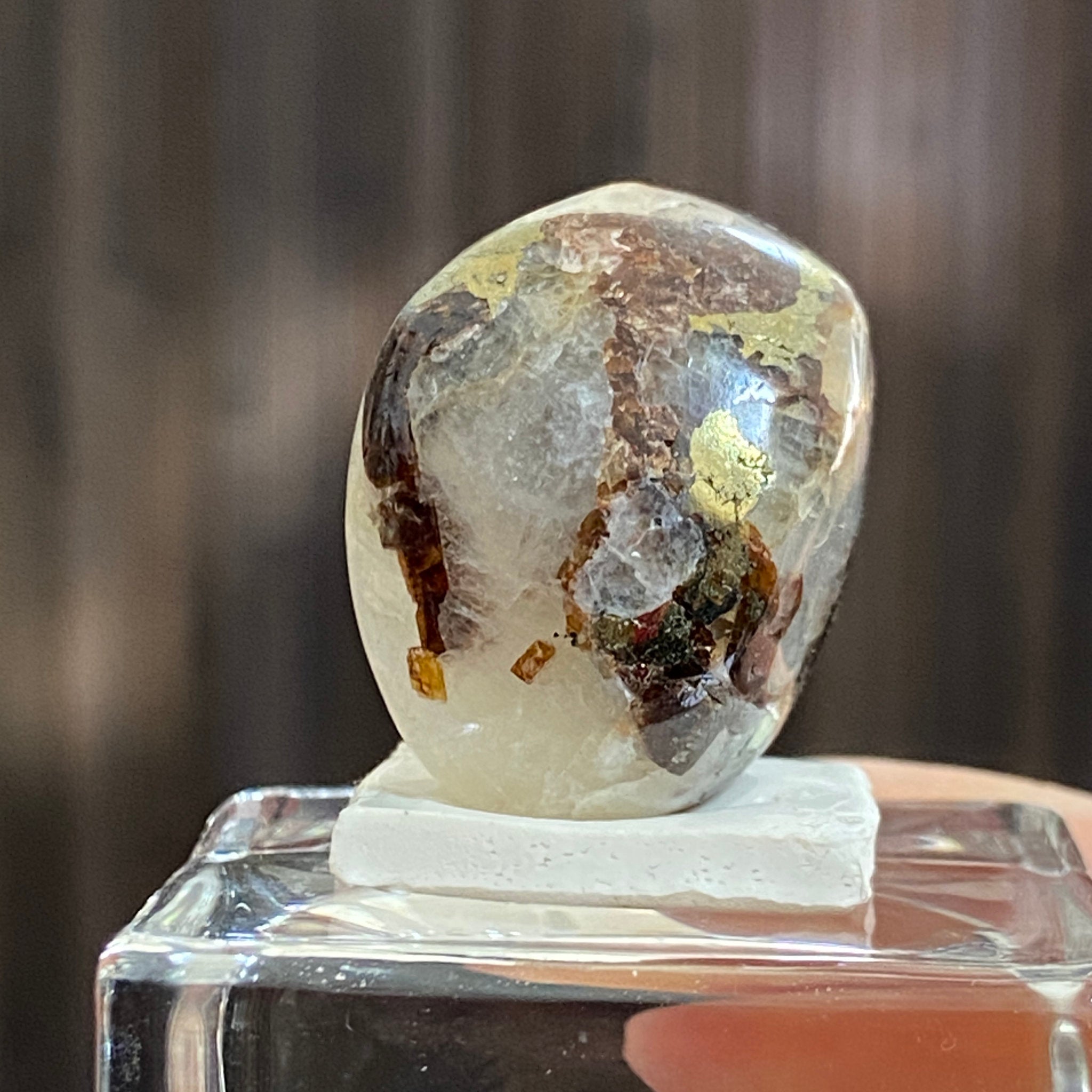 Cryolite Tumbled Stone with Siderite and Galena Inclusions - Greenland