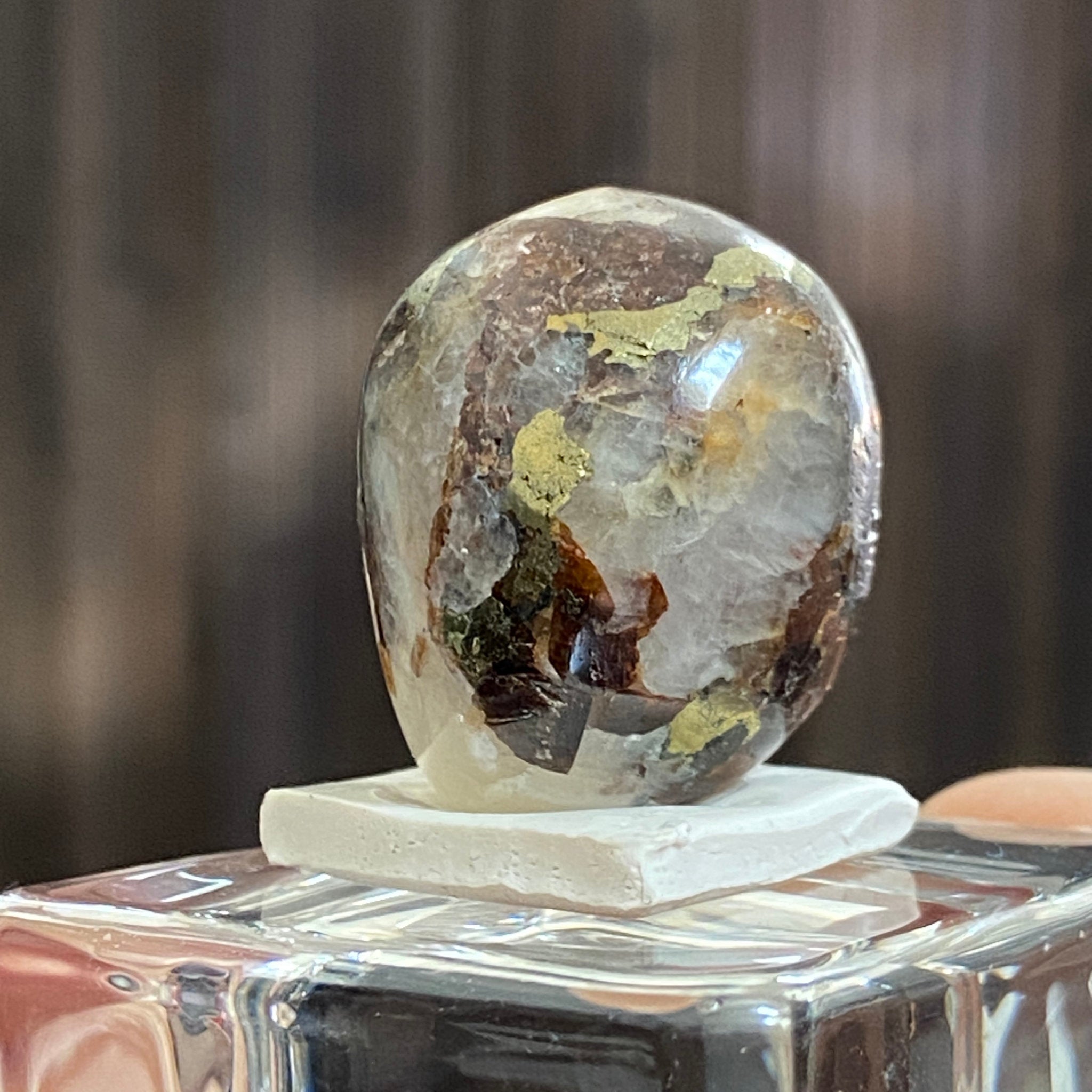 Cryolite Tumbled Stone with Siderite and Galena Inclusions - Greenland