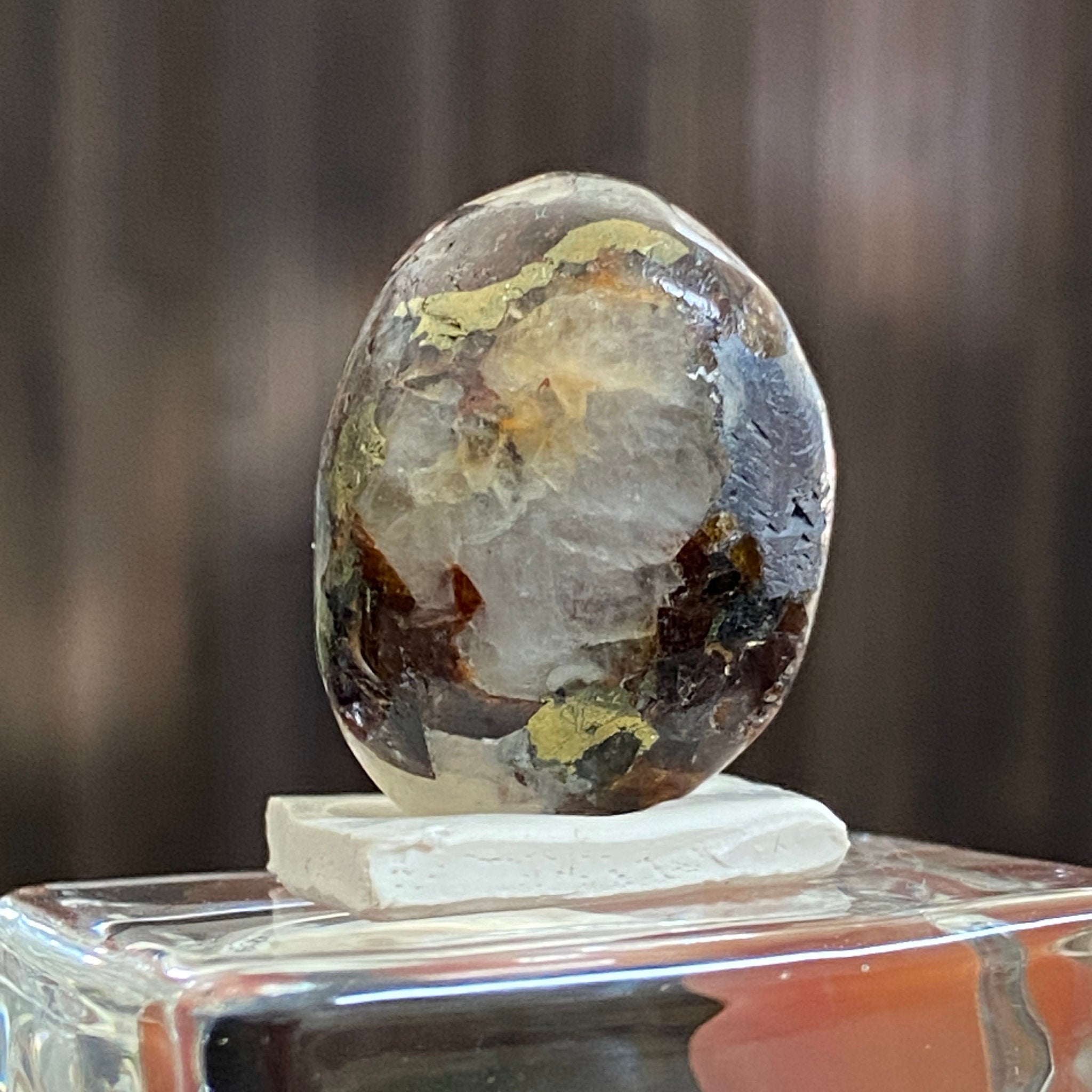 Cryolite Tumbled Stone with Siderite and Galena Inclusions - Greenland