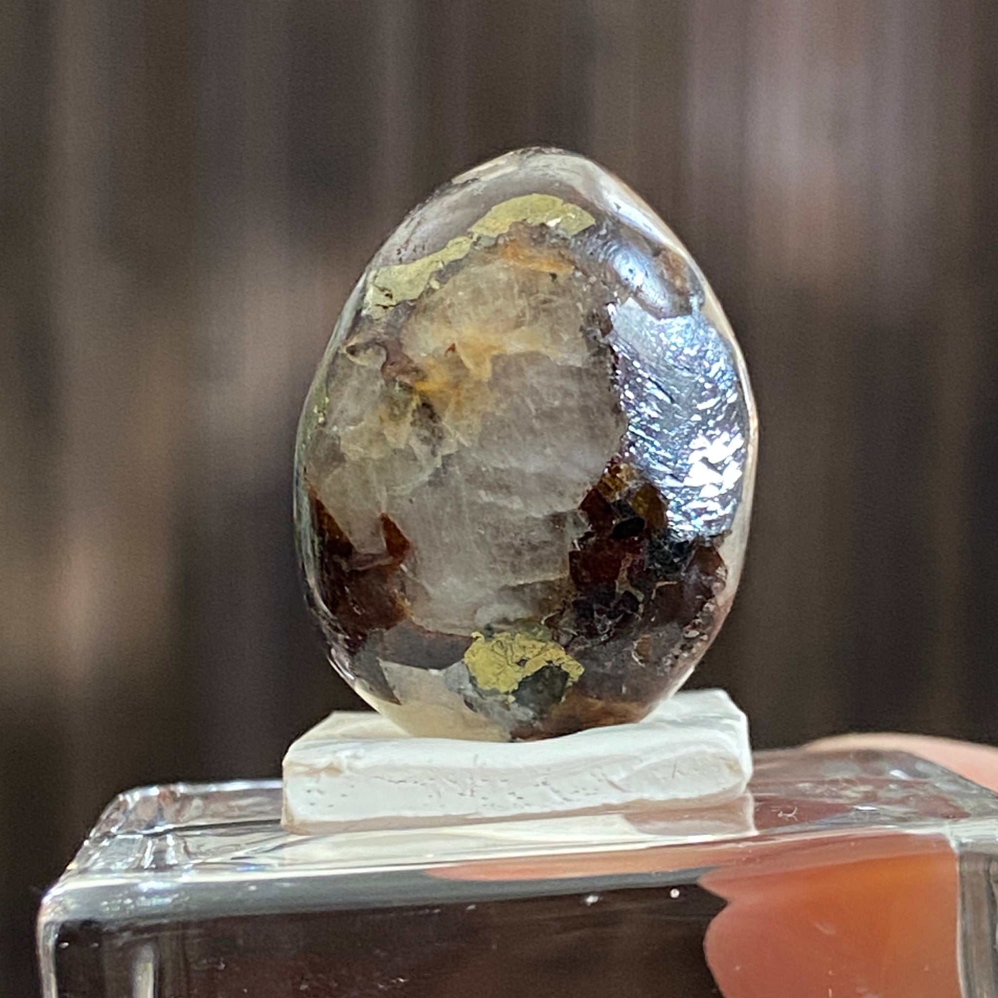 Cryolite Tumbled Stone with Siderite and Galena Inclusions - Greenland