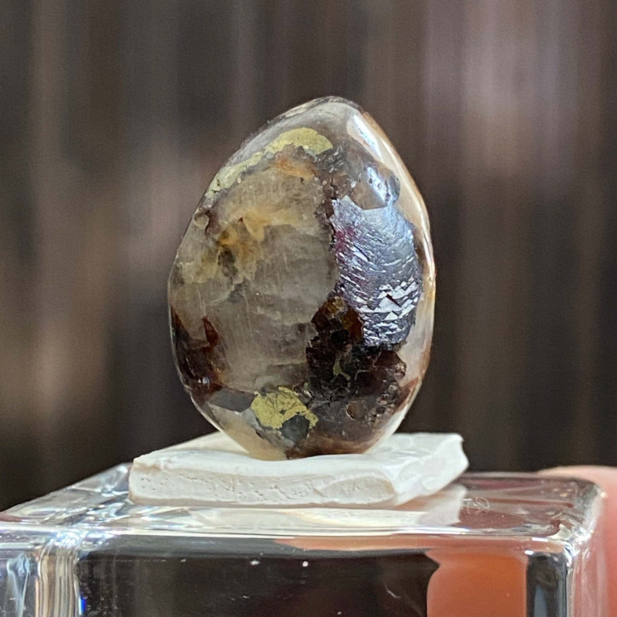 Cryolite Tumbled Stone with Siderite and Galena Inclusions - Greenland