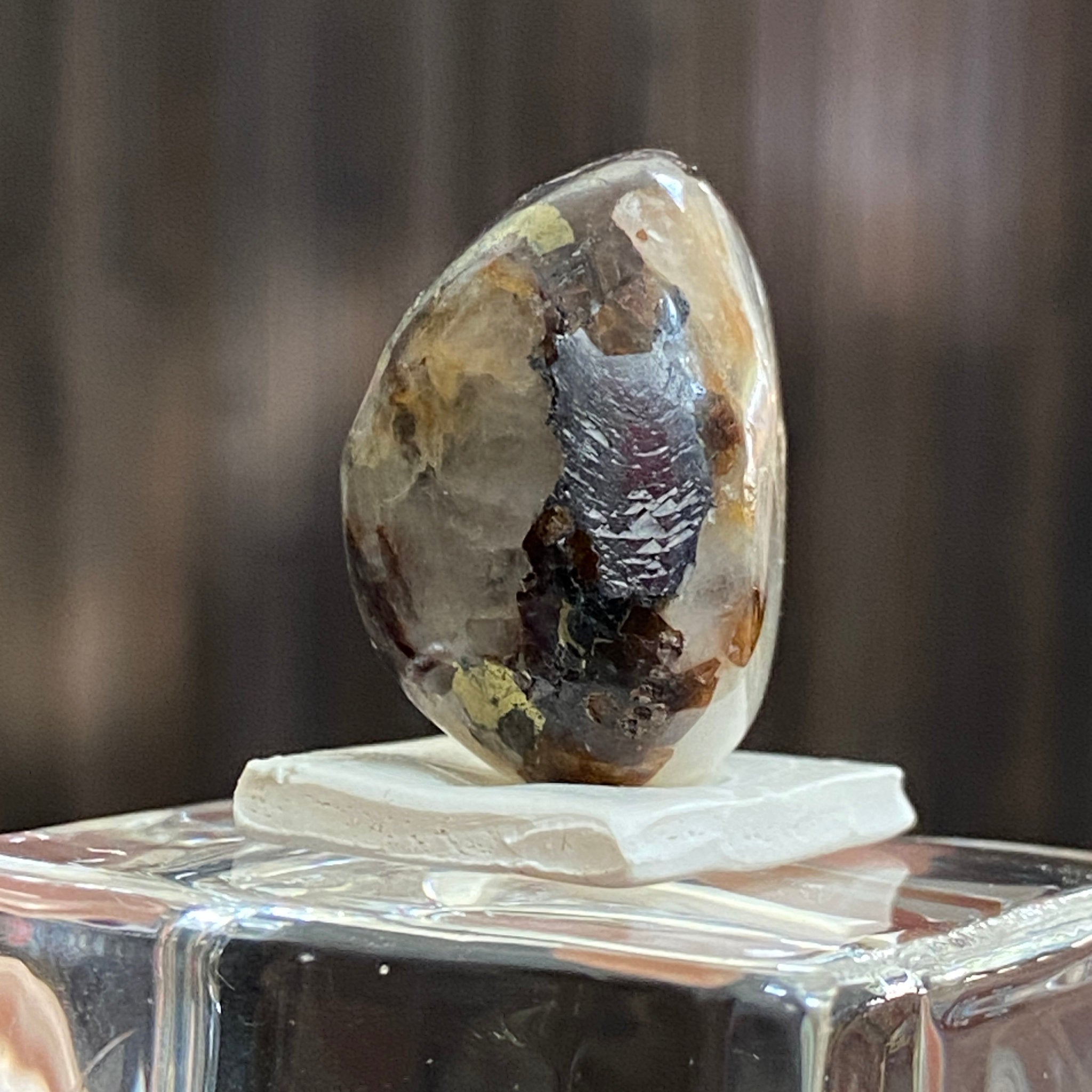 Cryolite Tumbled Stone with Siderite and Galena Inclusions - Greenland