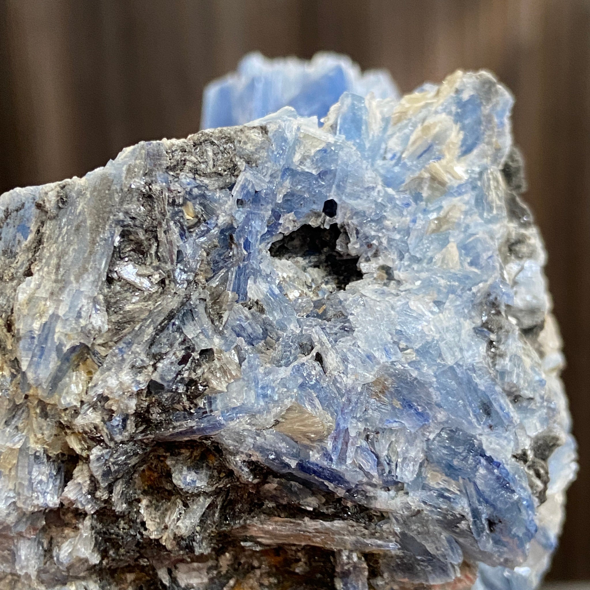 Blue Kyanite, Clear Quartz and Black Tourmaline Cluster