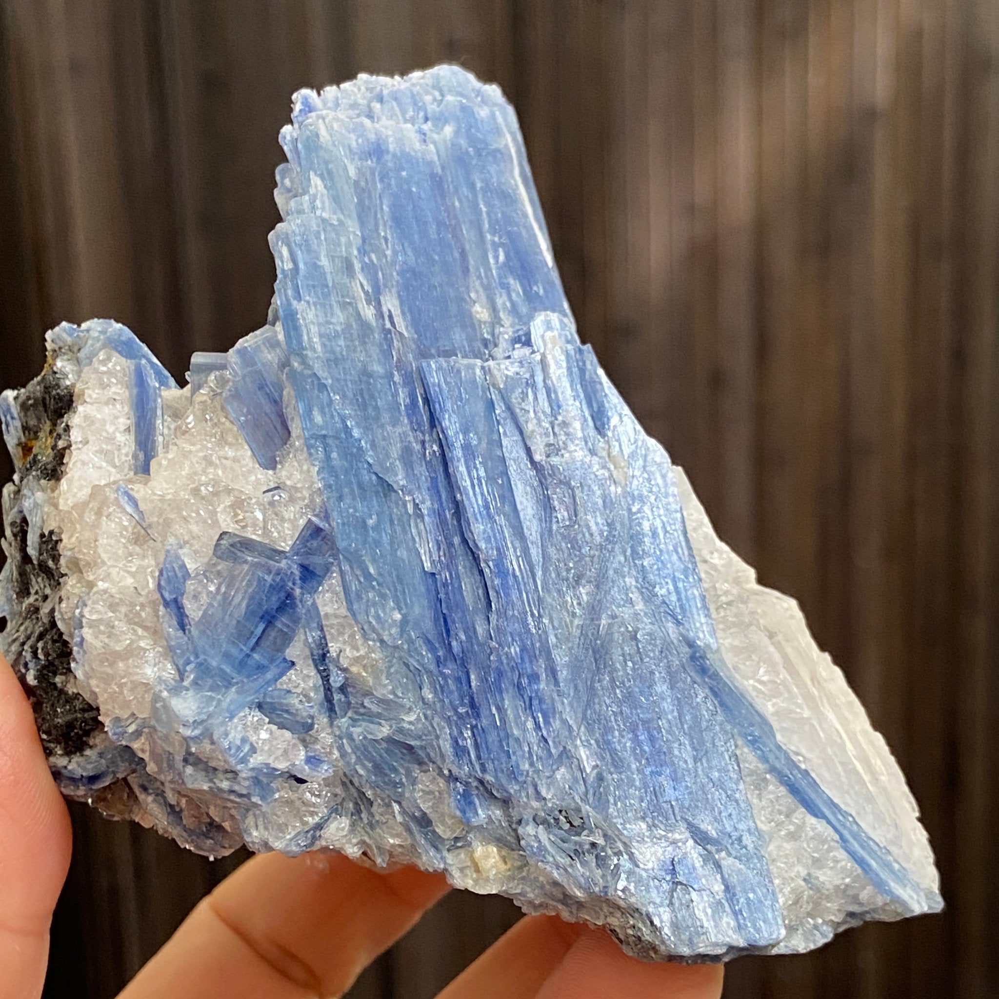 Blue Kyanite, Clear Quartz and Black Tourmaline Cluster