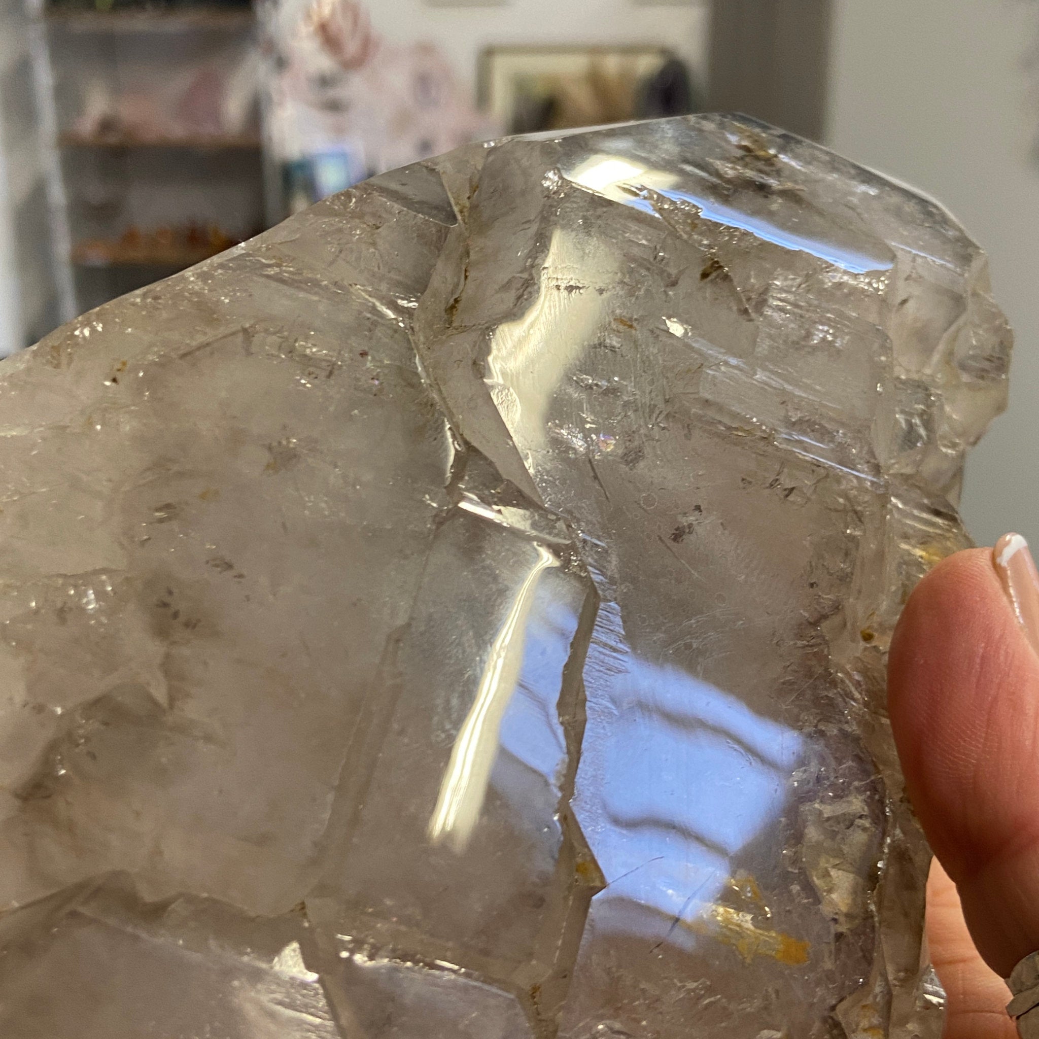 Smoky Quartz Elestial with Enhydros – Brazil