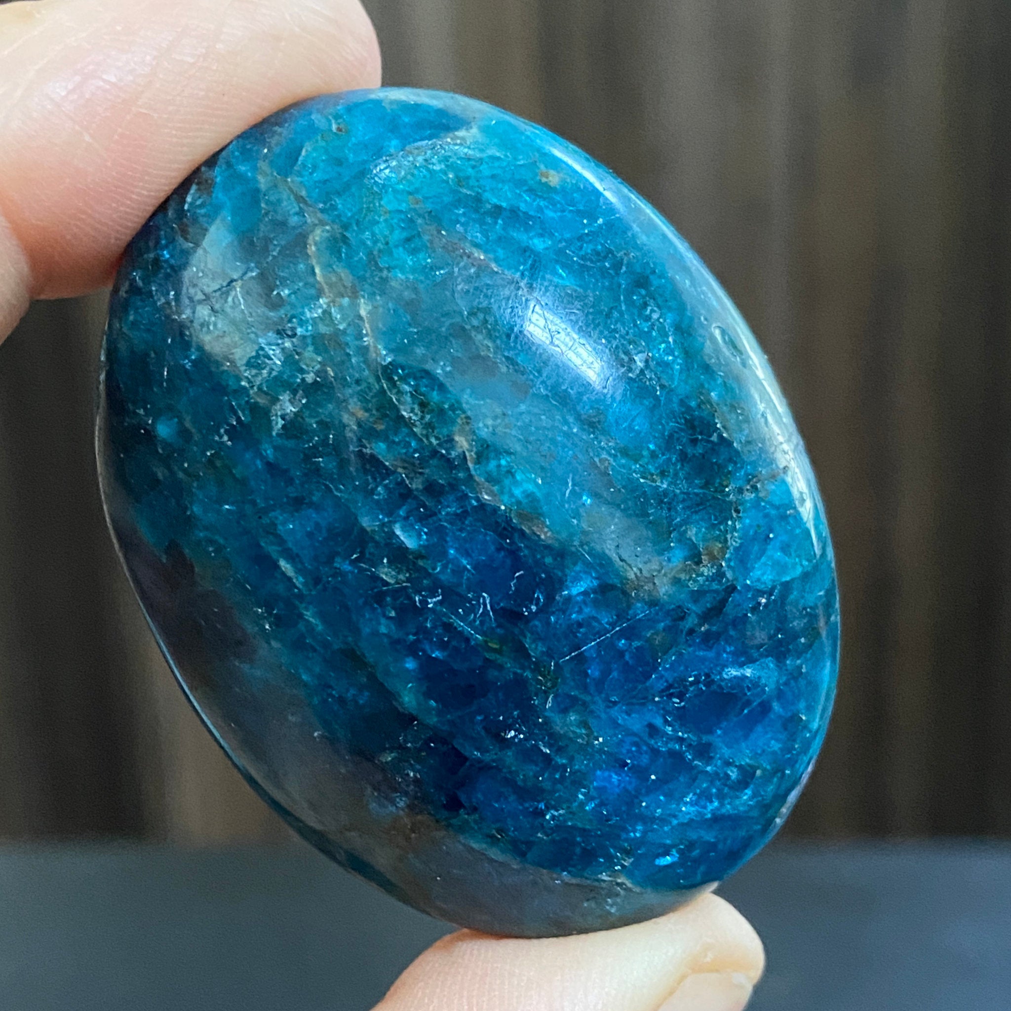 Deep Dark Blue Apatite Palmstone