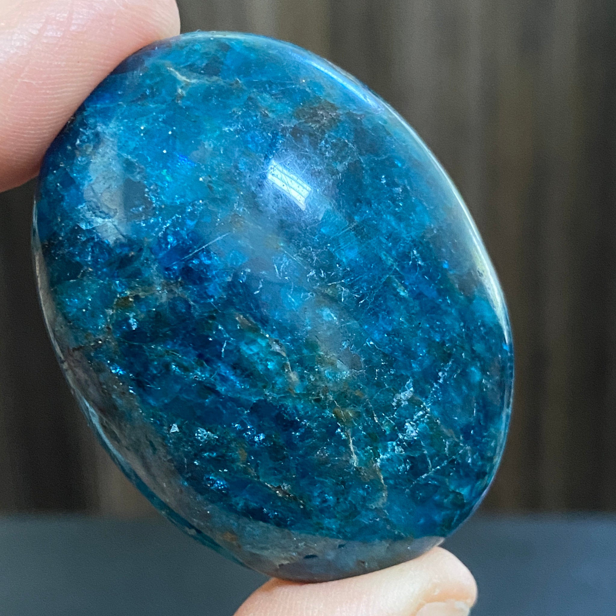Deep Dark Blue Apatite Palmstone