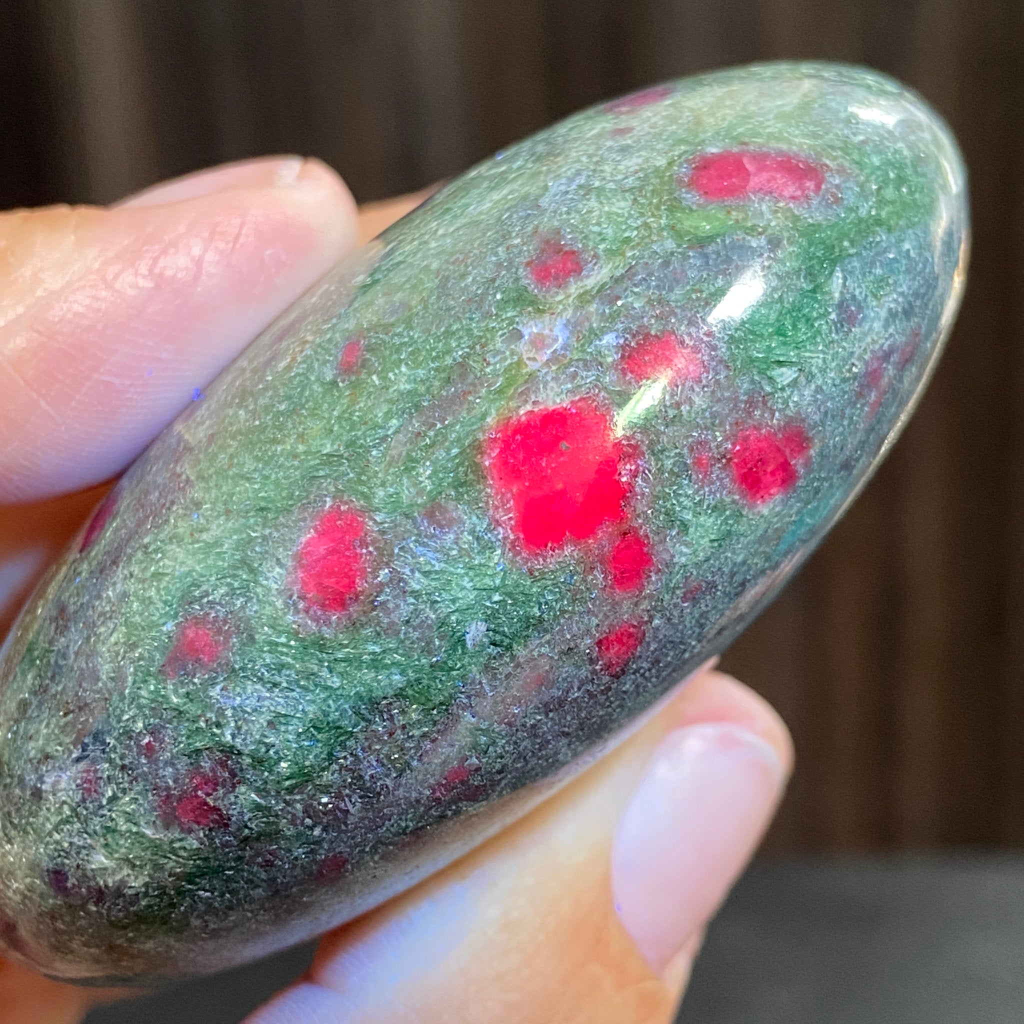 Ruby Kyanite and Green Fuchsite Palmstone