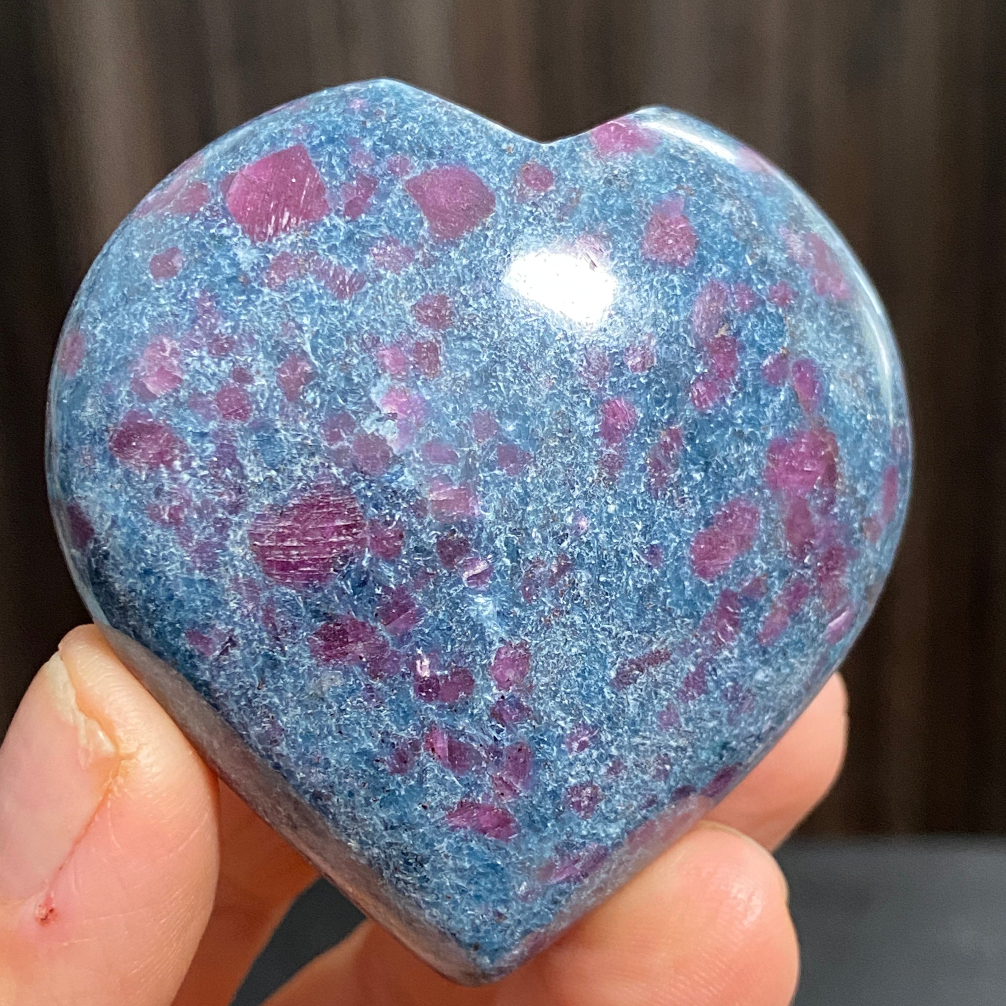 UV Reactive Ruby and Blue Kyanite Heart