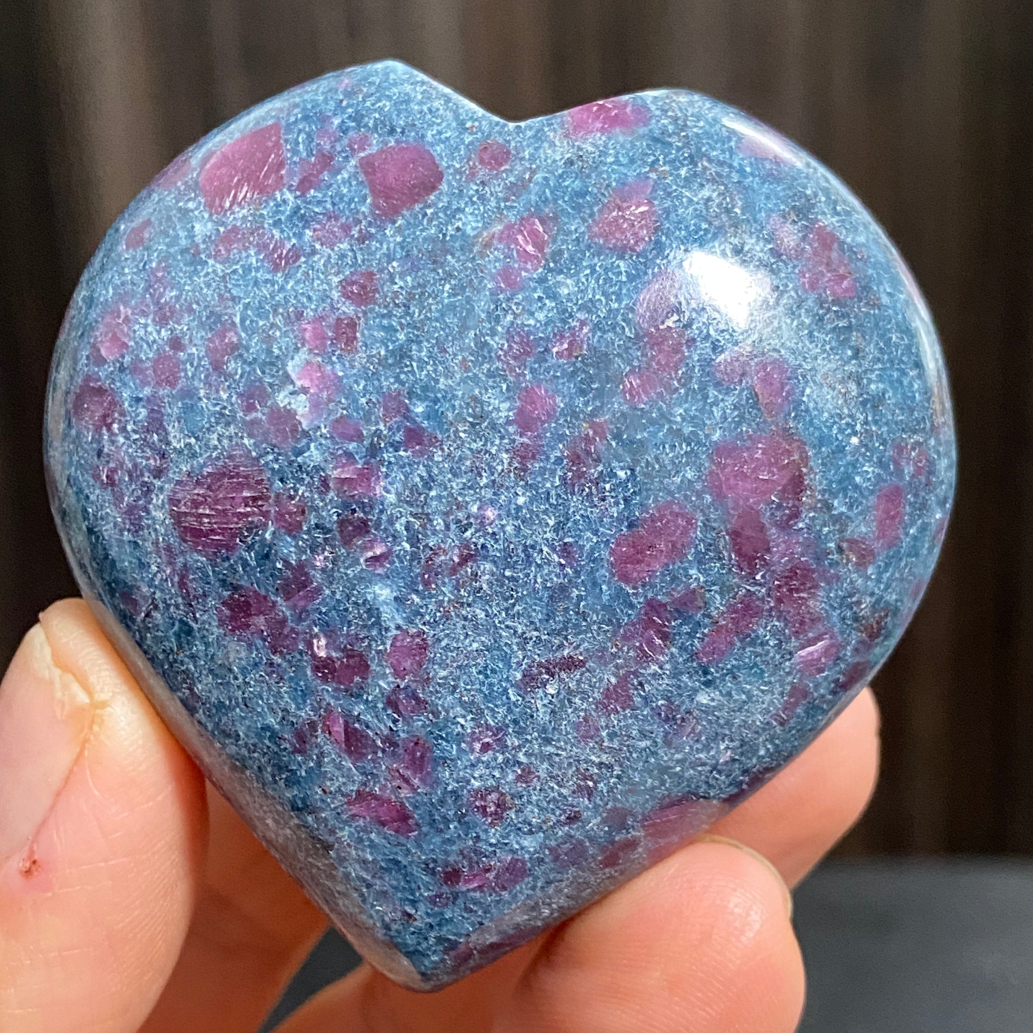 UV Reactive Ruby and Blue Kyanite Heart