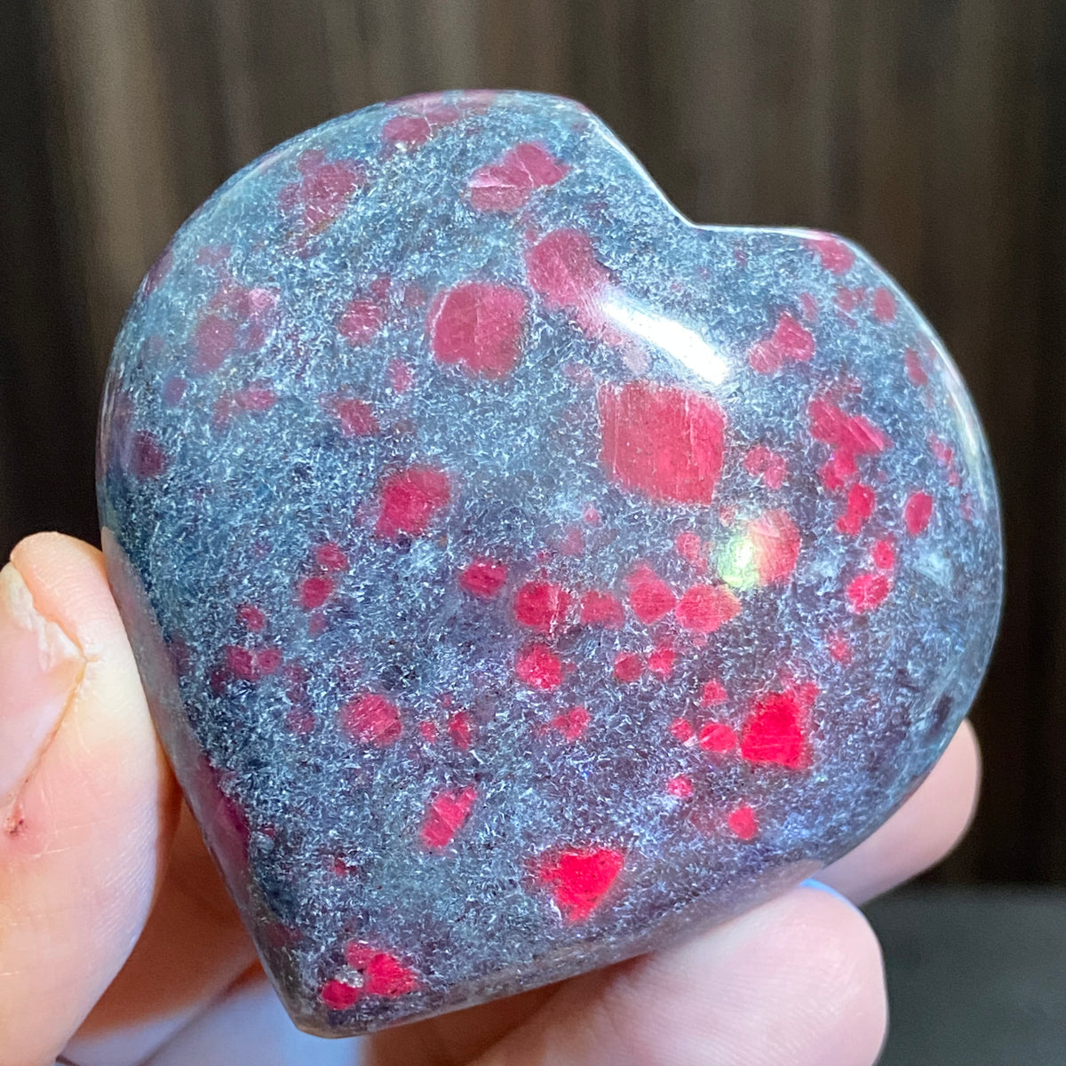 UV Reactive Ruby and Blue Kyanite Heart