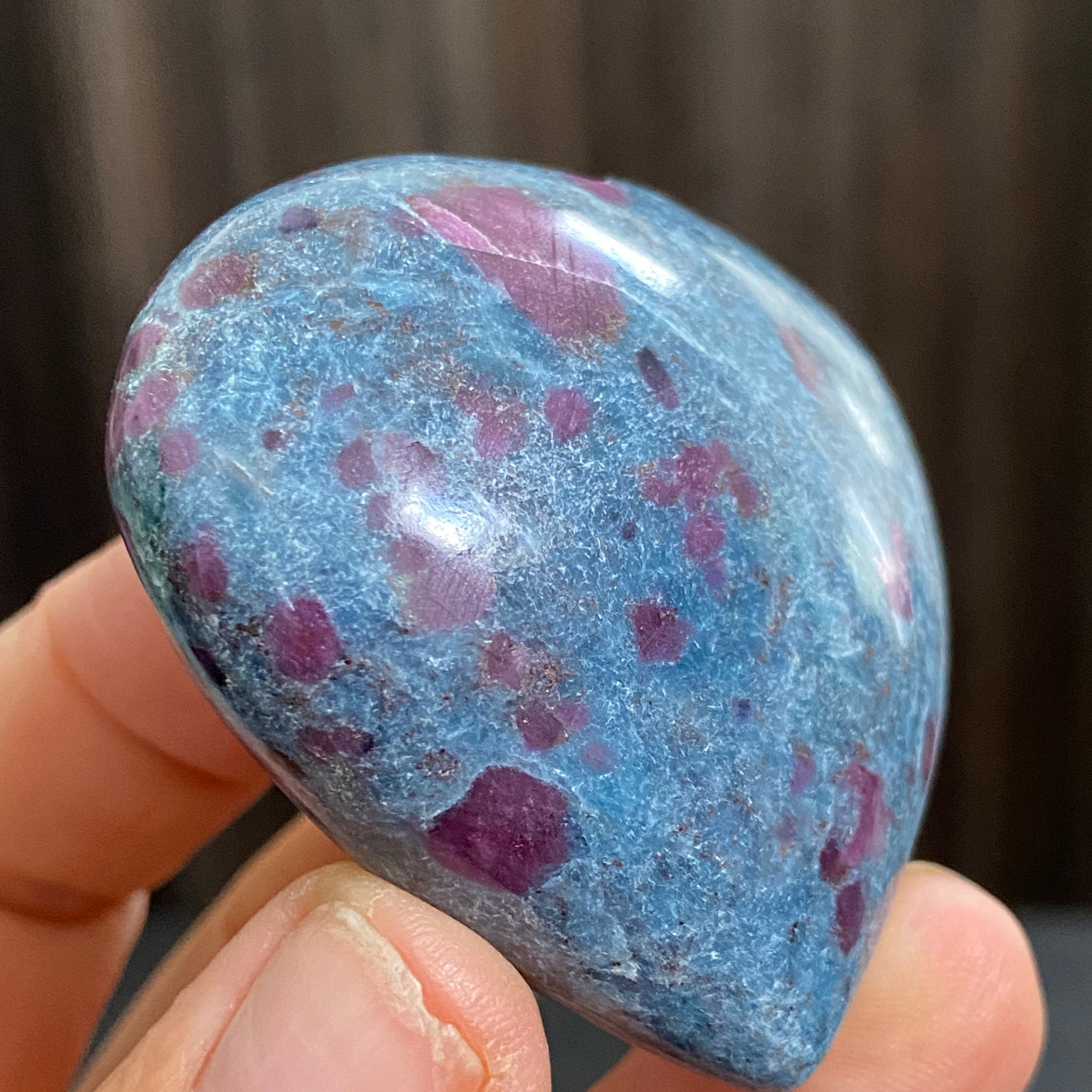 UV Reactive Ruby and Blue Kyanite Heart