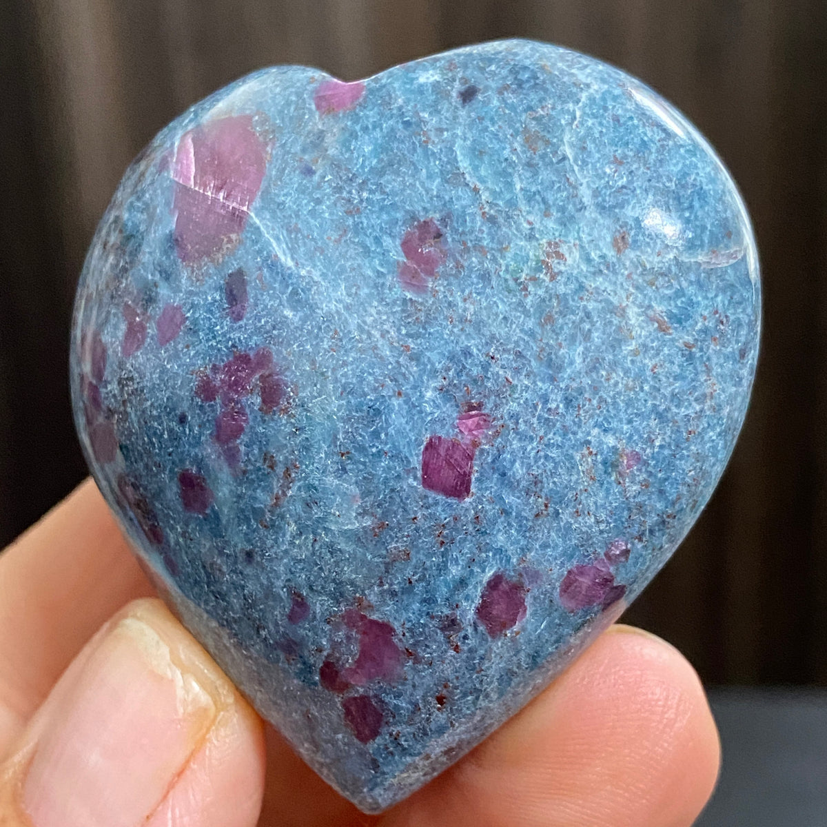 UV Reactive Ruby and Blue Kyanite Heart