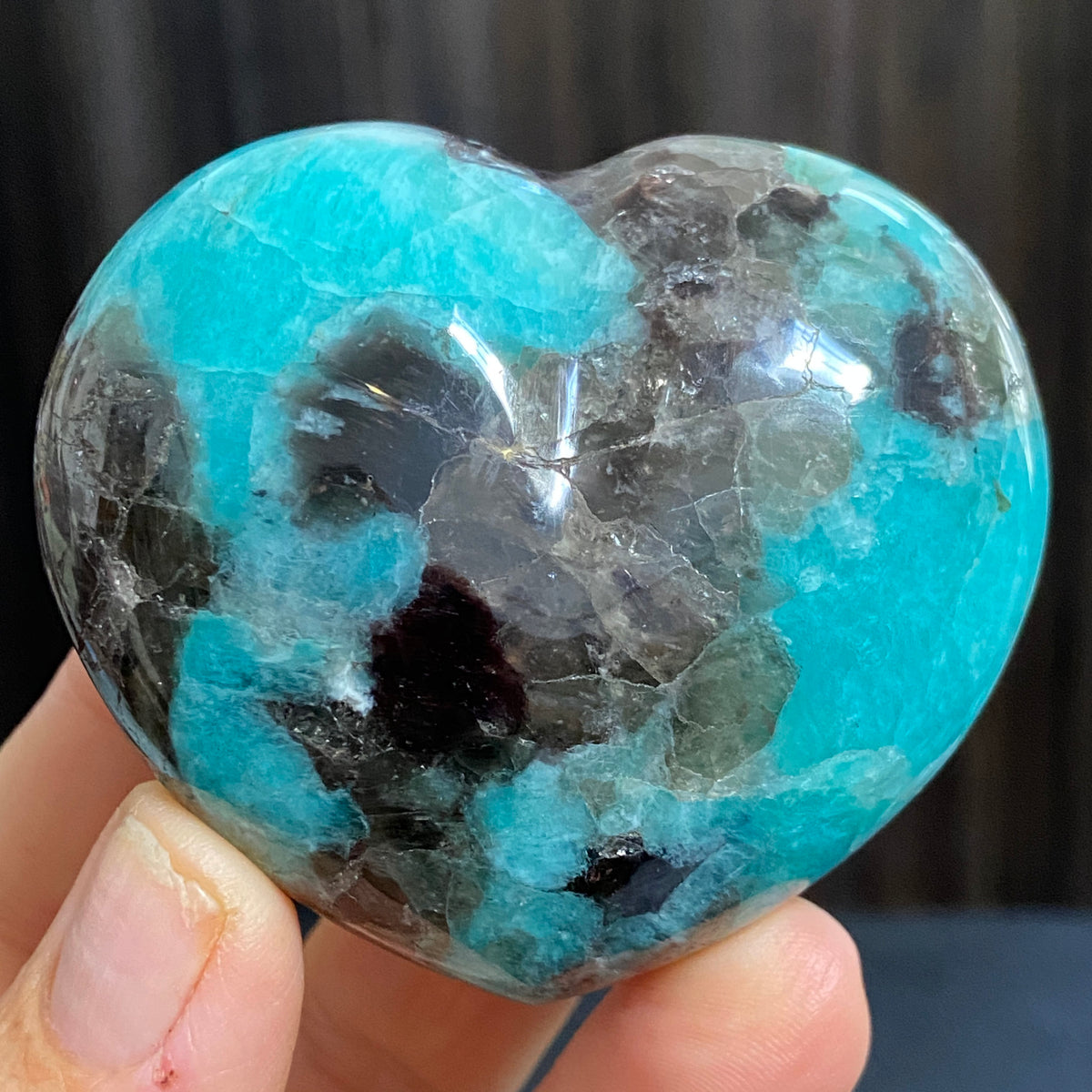 Amazonite & Smoky Quartz Heart – Madagascar