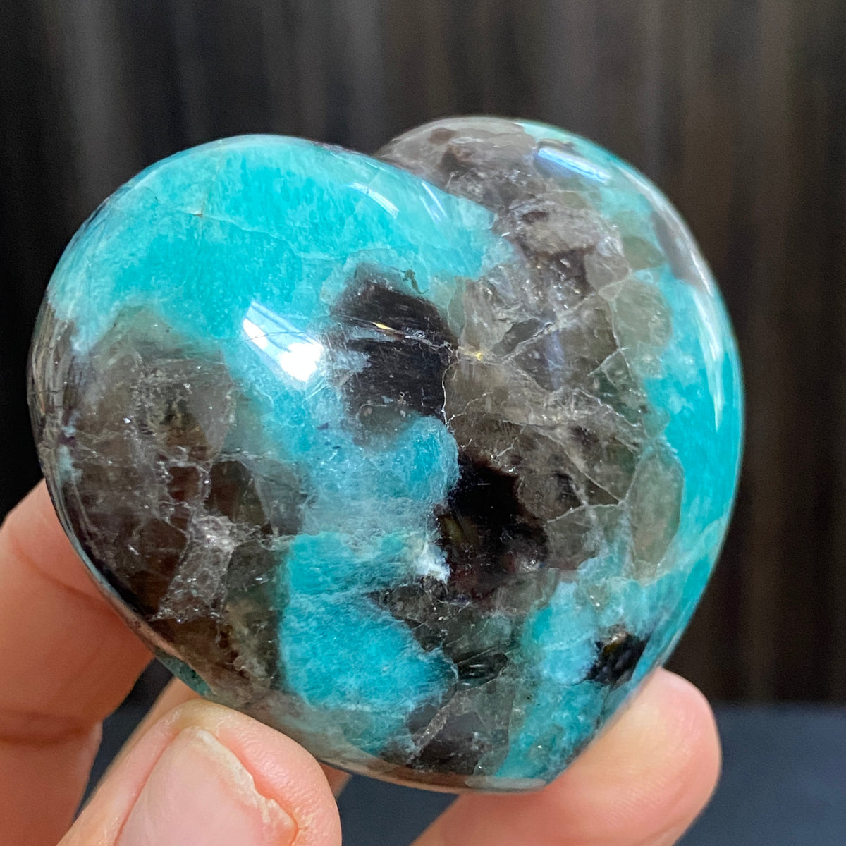 Amazonite & Smoky Quartz Heart – Madagascar