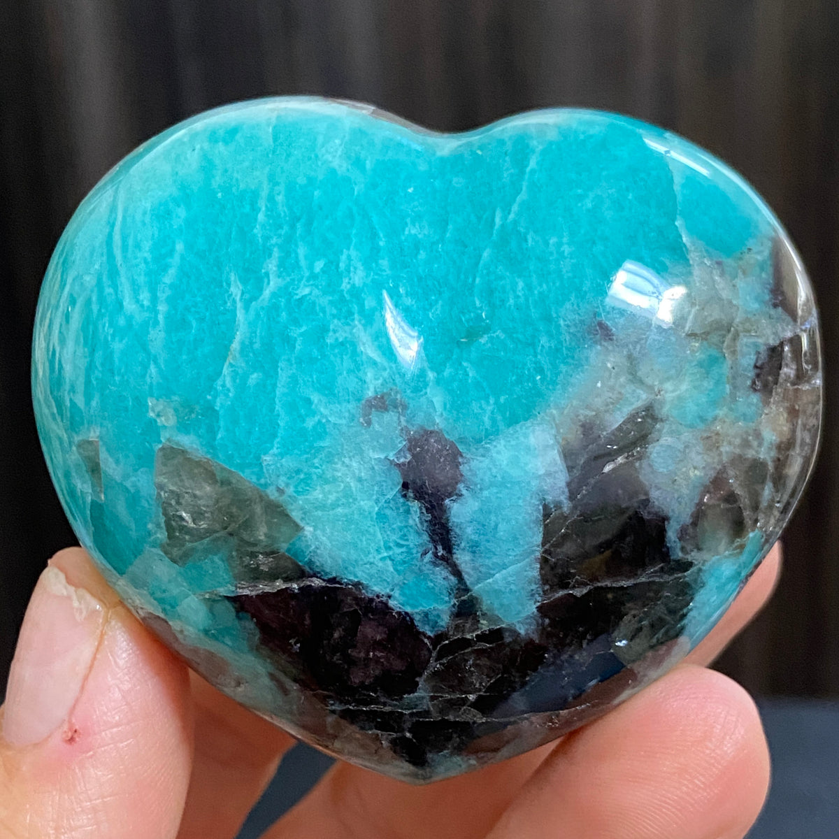 Amazonite & Smoky Quartz Heart – Madagascar