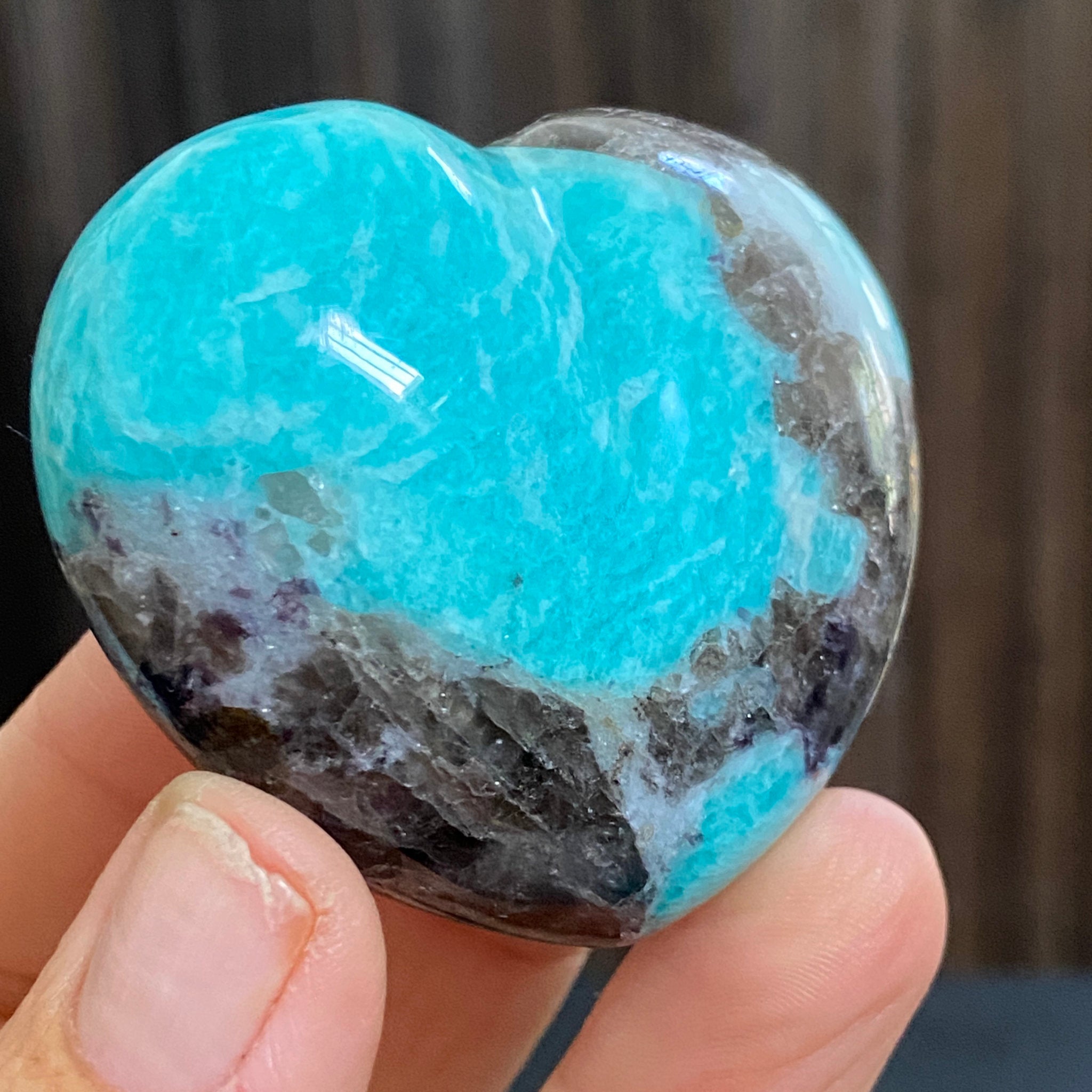 Amazonite & Smoky Quartz Heart – Madagascar