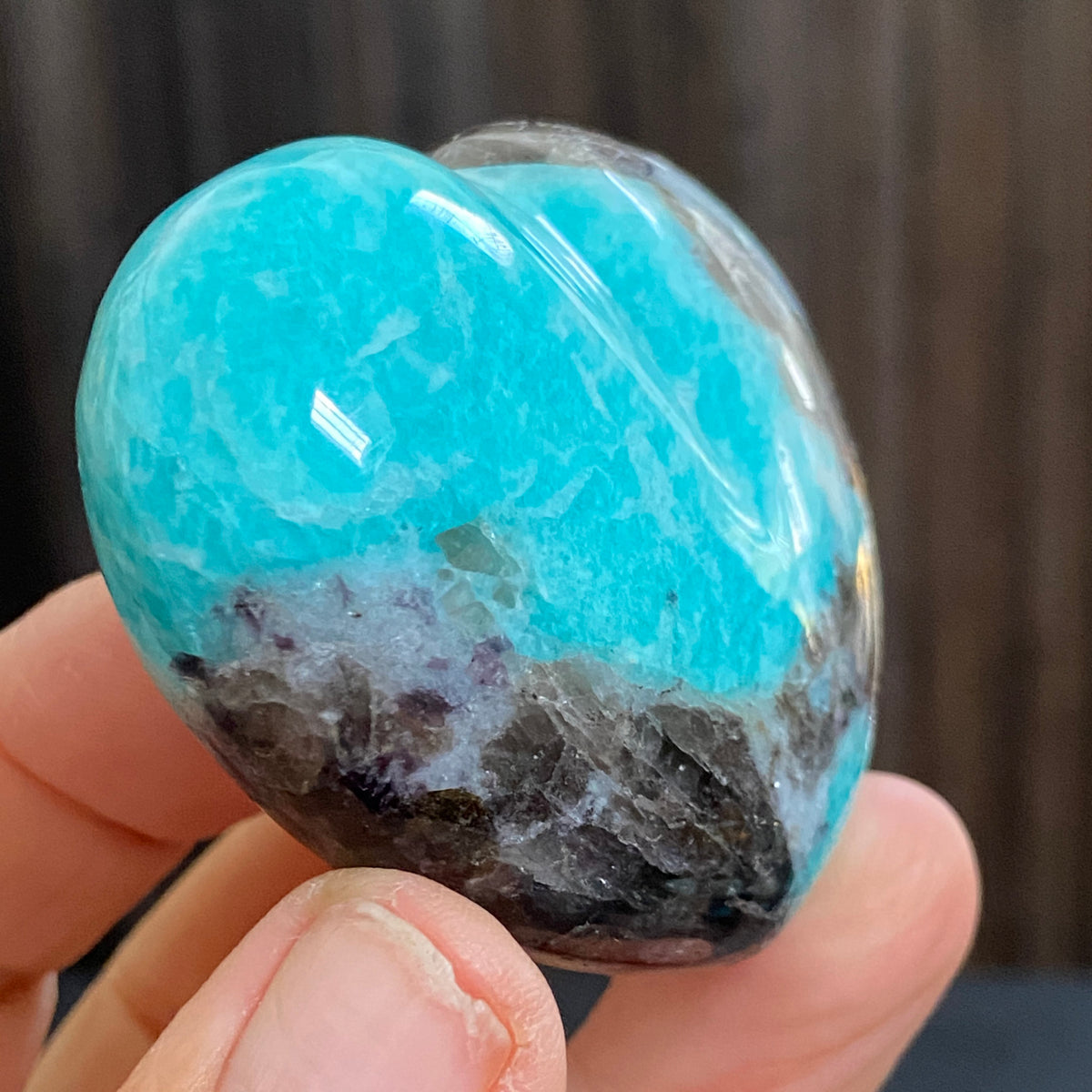 Amazonite & Smoky Quartz Heart – Madagascar