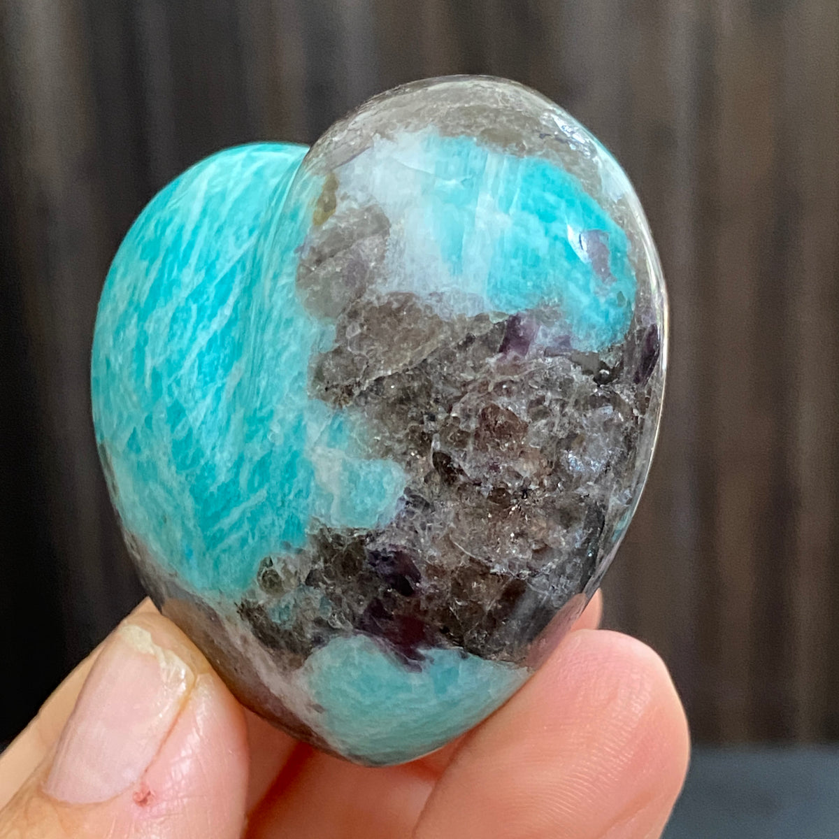 Amazonite & Smoky Quartz Heart – Madagascar