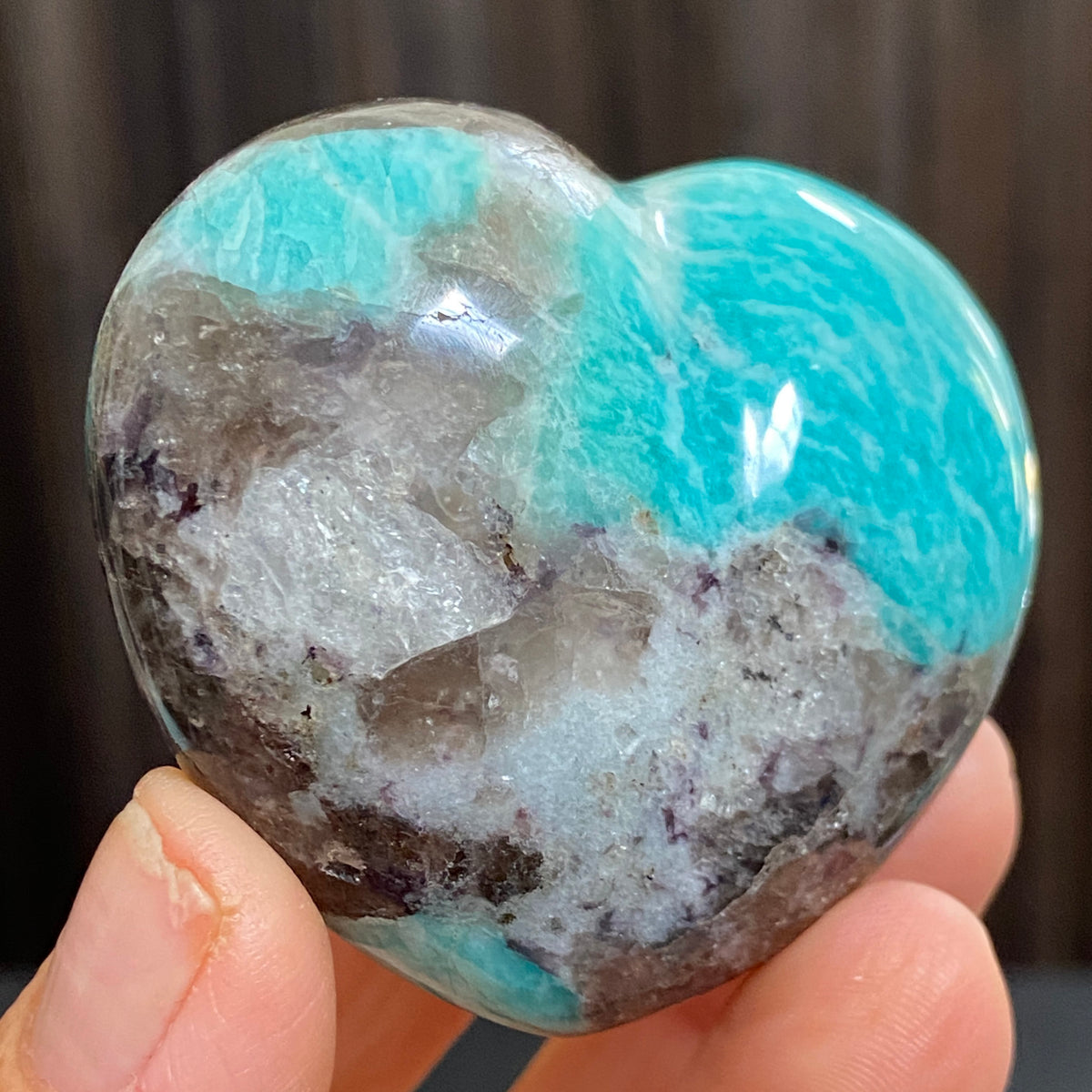 Amazonite & Smoky Quartz Heart – Madagascar