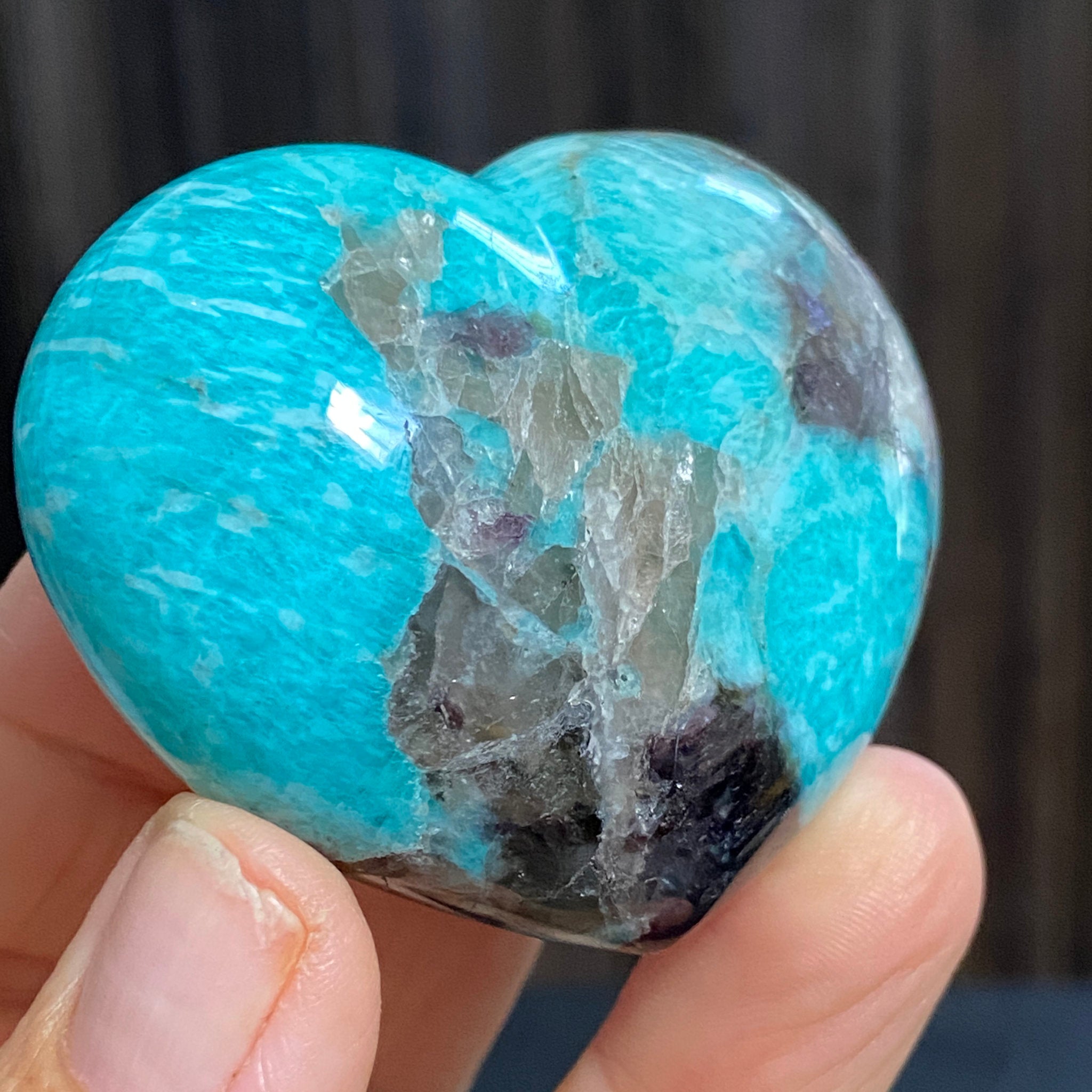 Amazonite & Smoky Quartz Heart – Madagascar