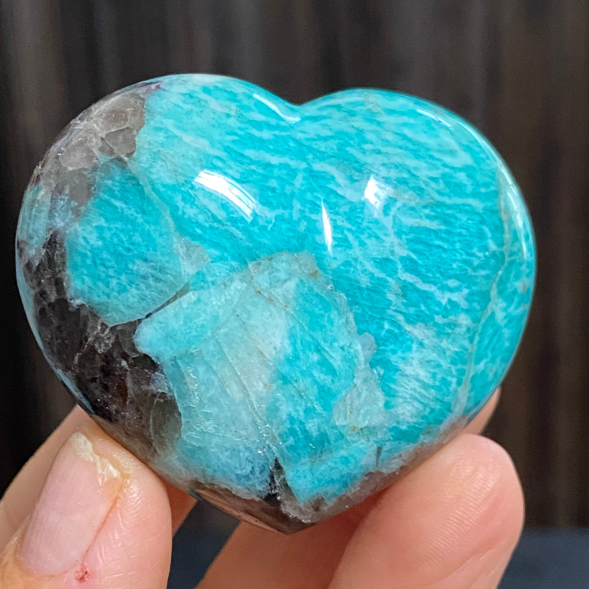 Amazonite & Smoky Quartz Heart – Madagascar