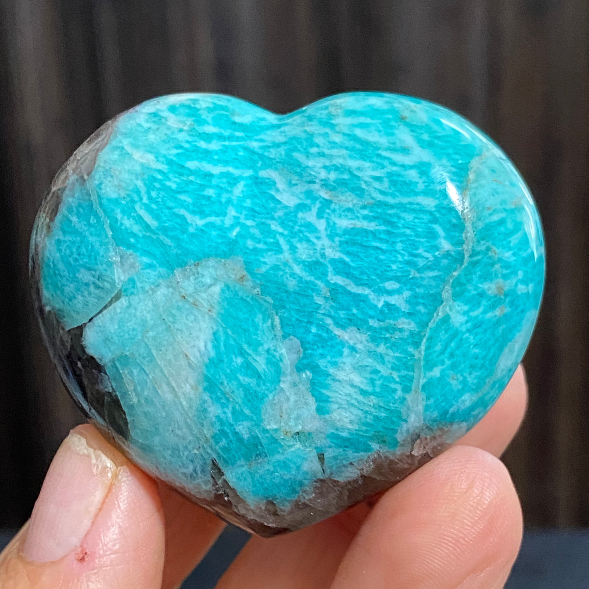 Amazonite & Smoky Quartz Heart – Madagascar
