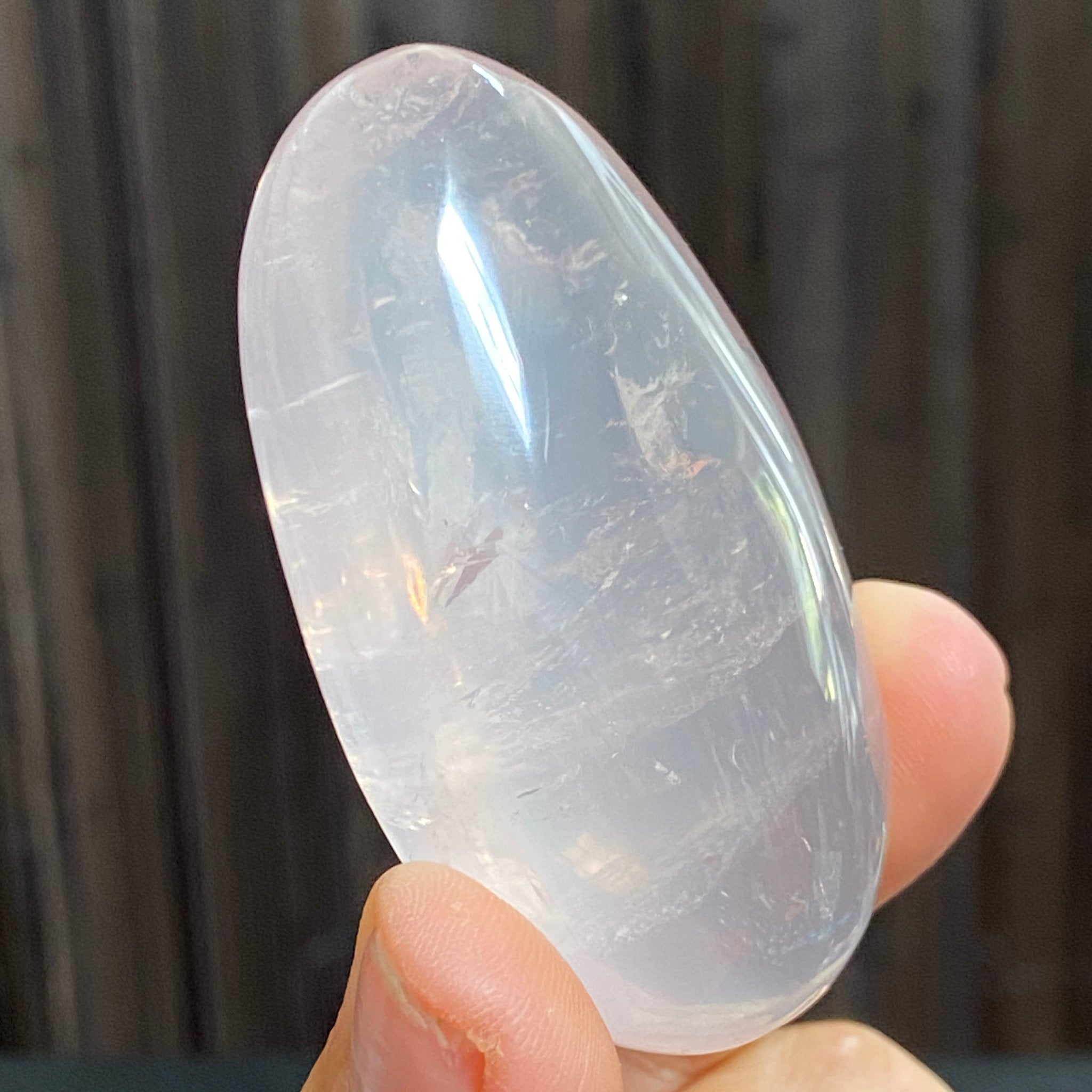 Mozambique Rose Quartz Palmstone with Single-Ray Asterism