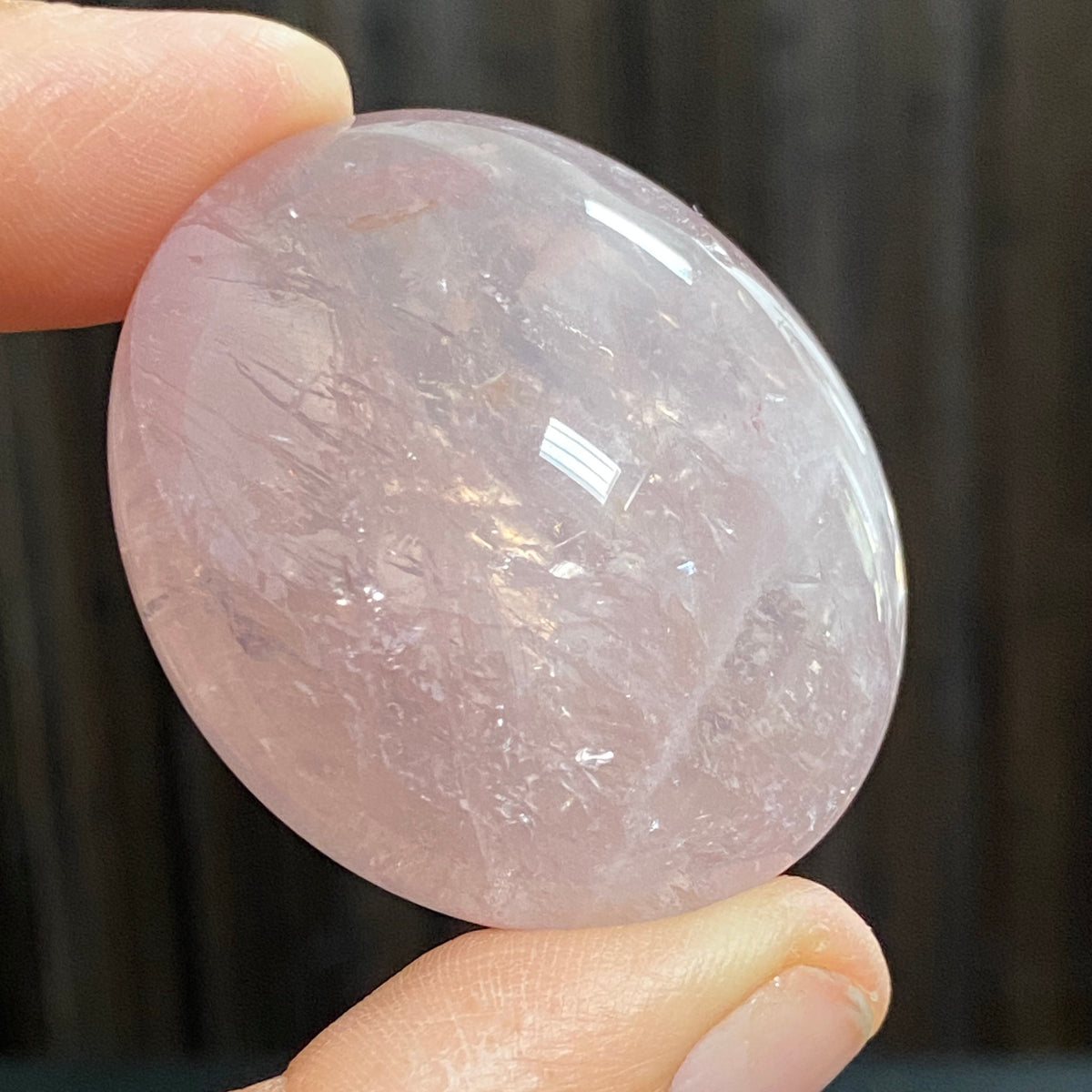 Brazilian Rose Quartz Palmstone with Single-Ray Asterism