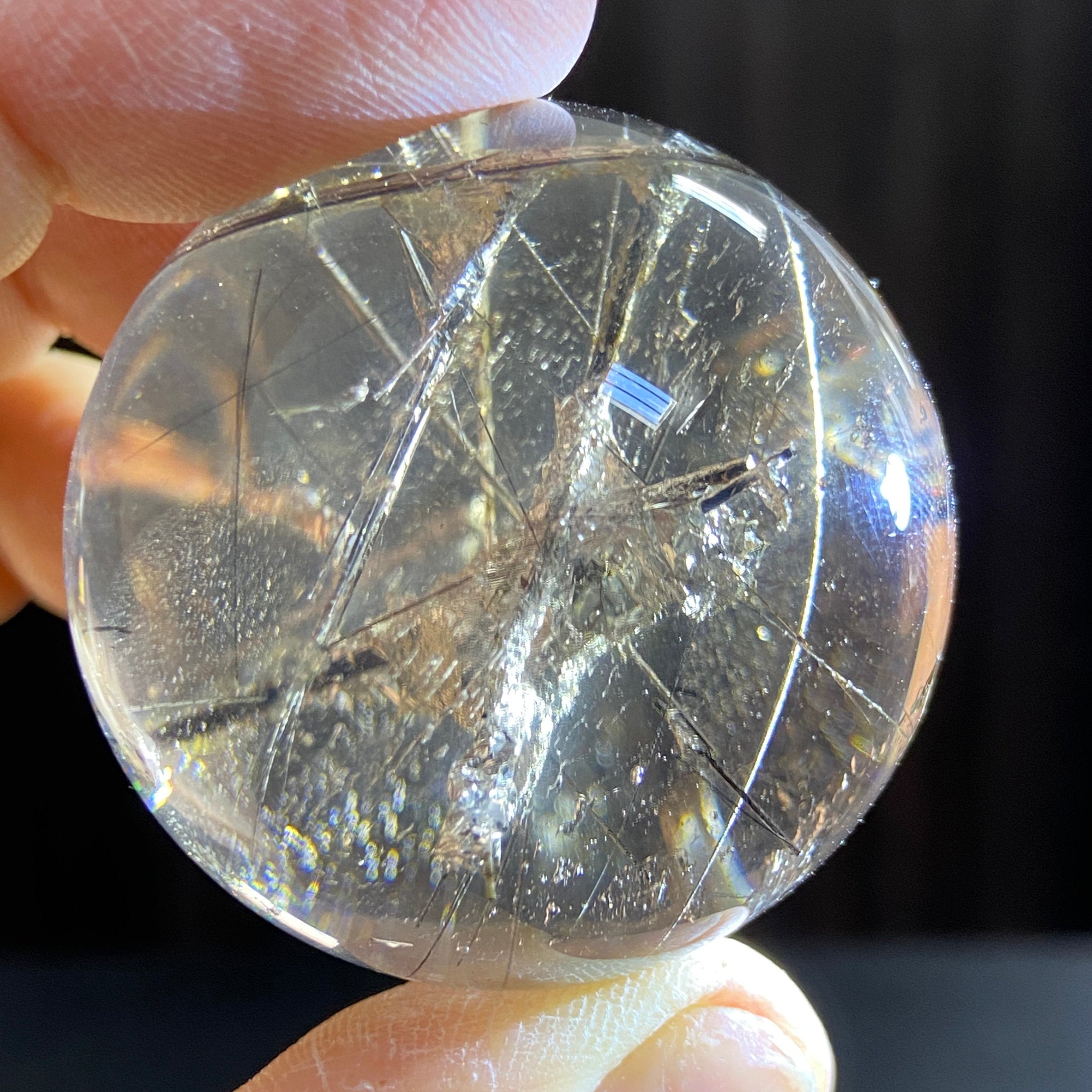 Smoky Quartz Sphere with Black Tourmaline and Pyrite