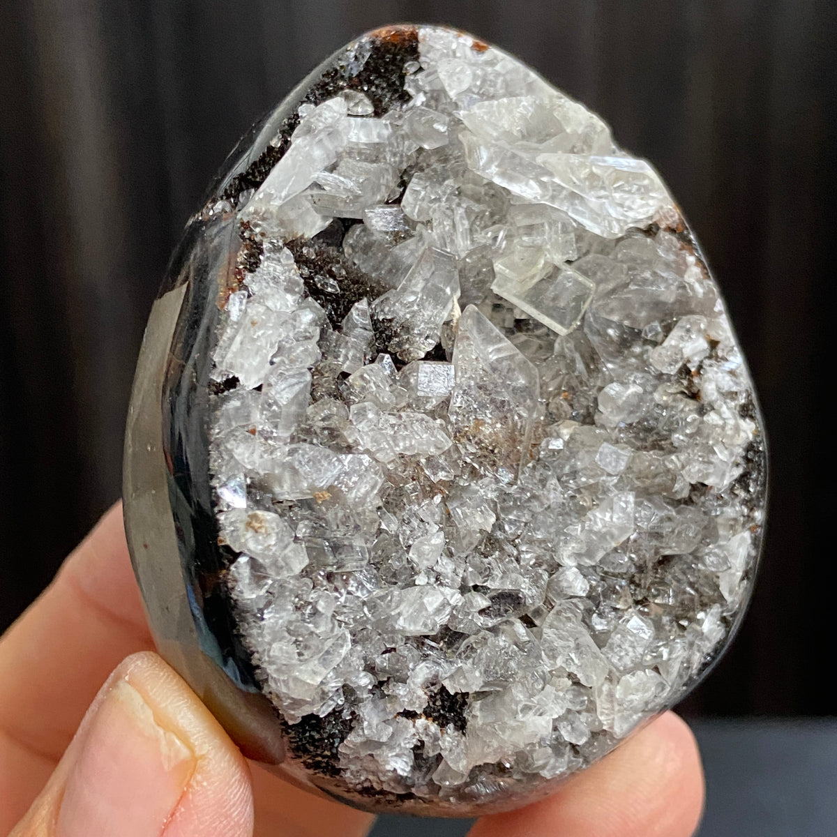 Rare Septarian Egg with Defined Calcite Crystals
