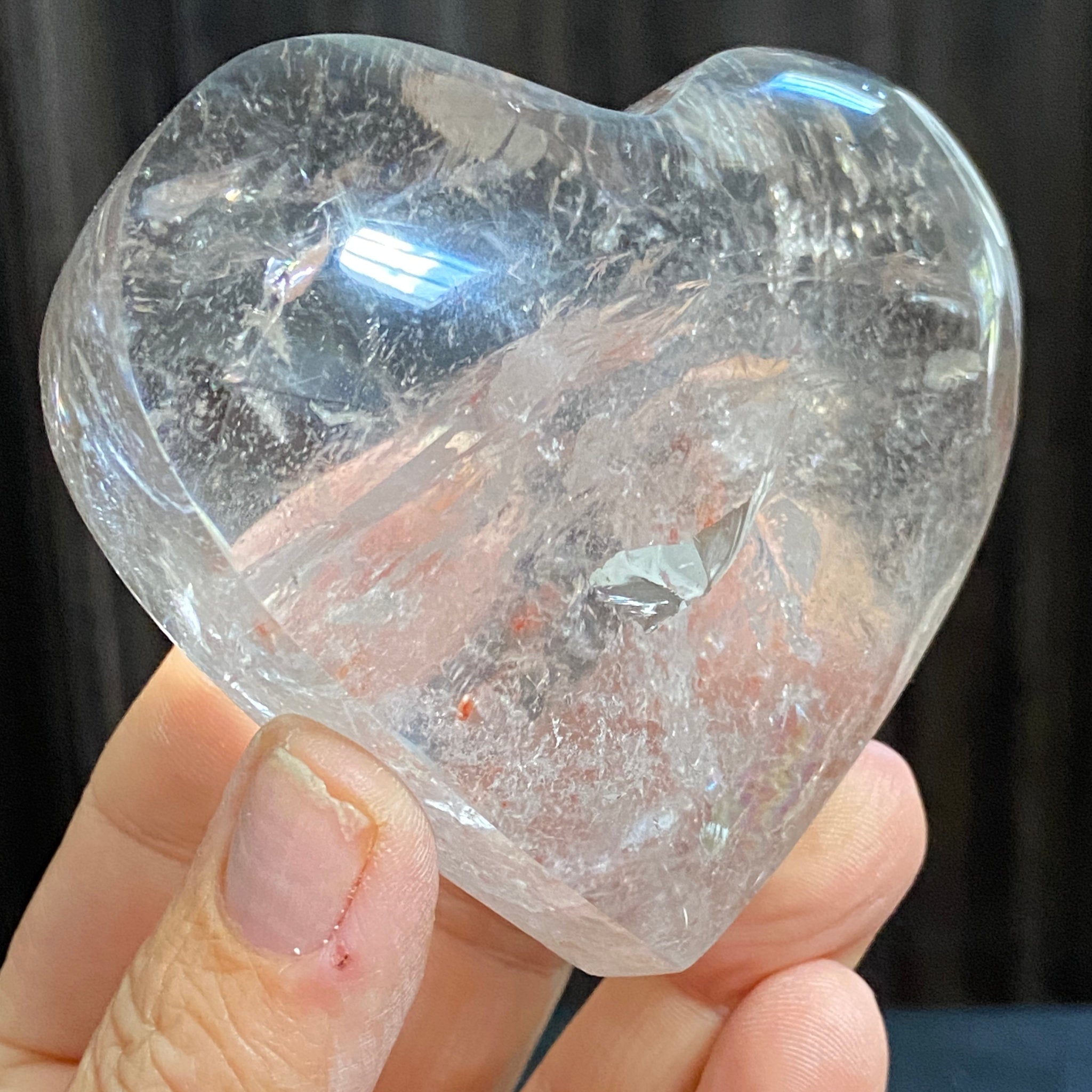 Large Brazilian Quartz Heart with Red Hematite