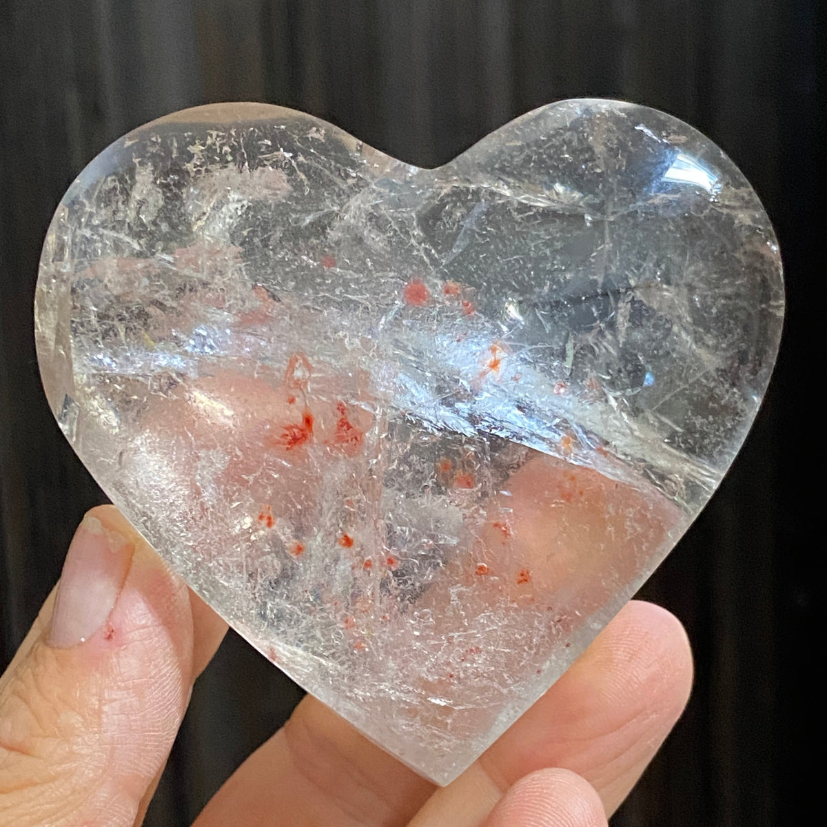 Large Brazilian Quartz Heart with Red Hematite