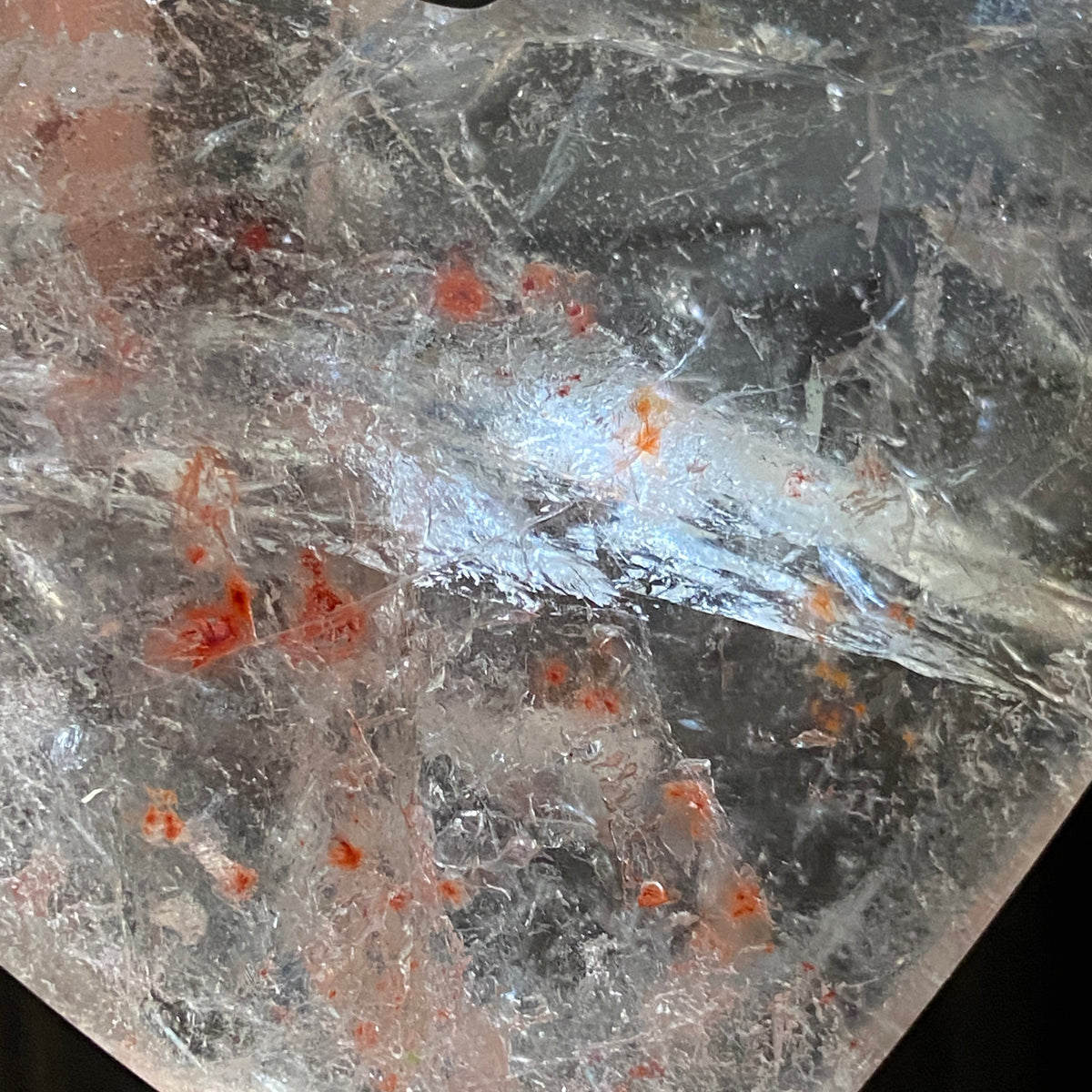 Large Brazilian Quartz Heart with Red Hematite