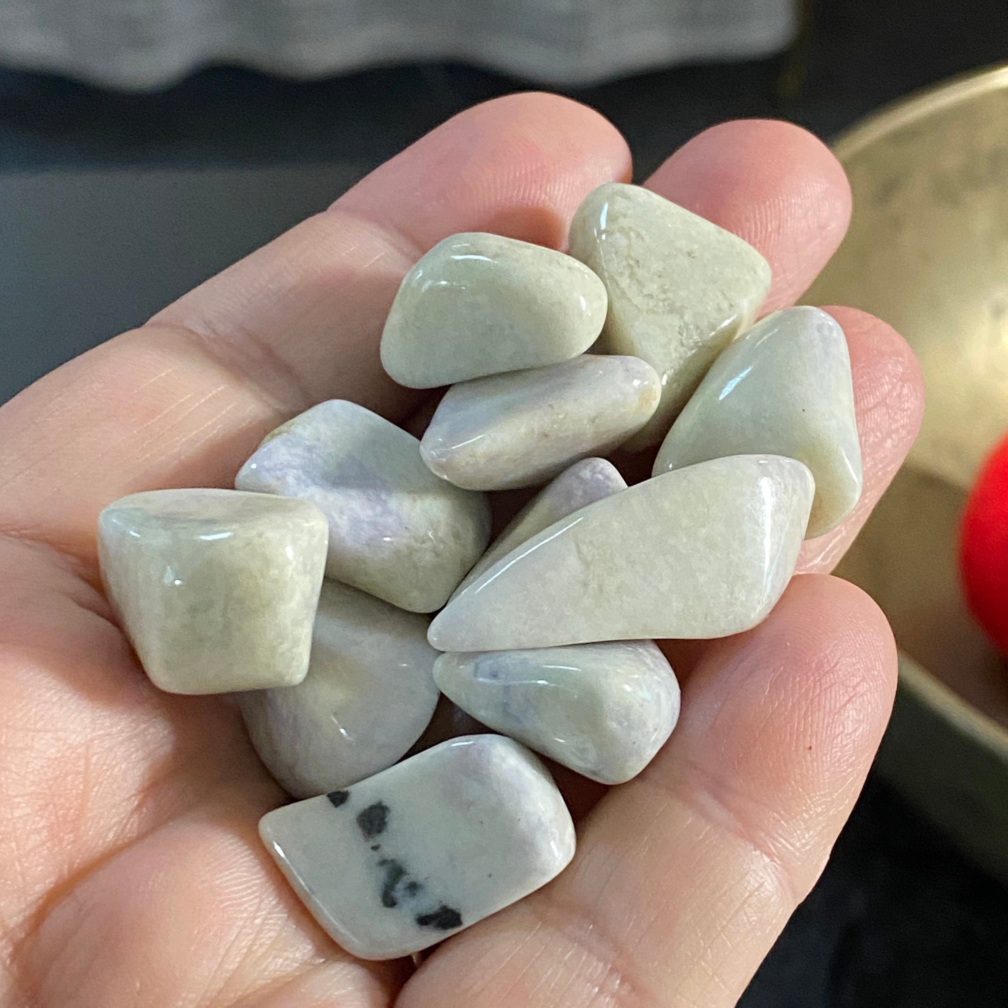Rare White and Purple Mayan Jade tumbled stones