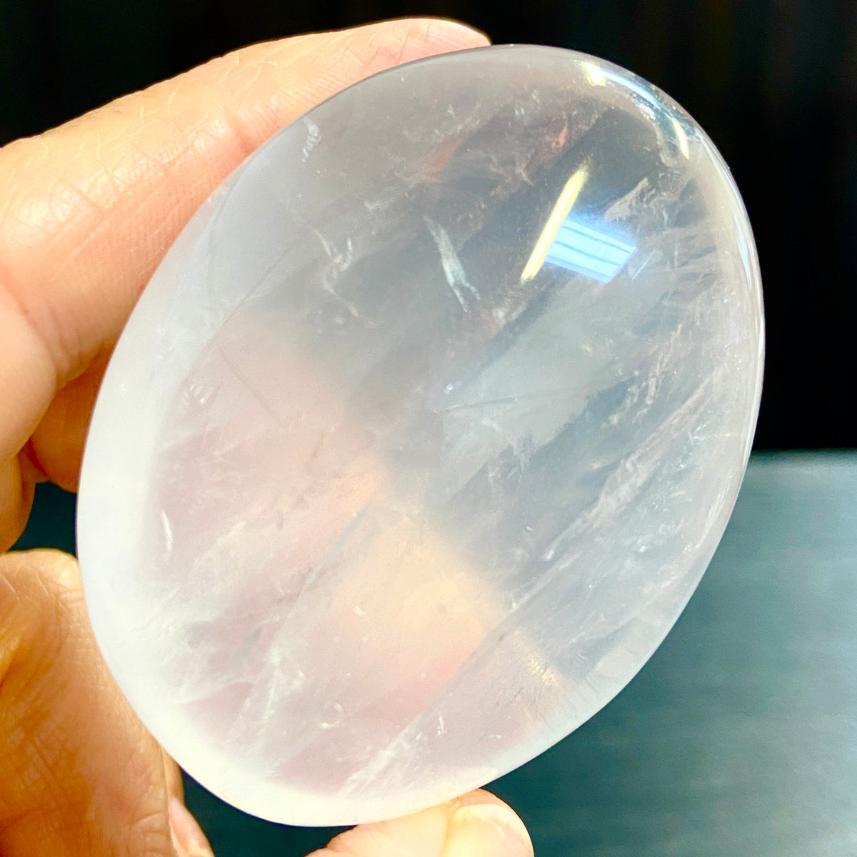 Girasol Quartz Palmstone – Madagascar