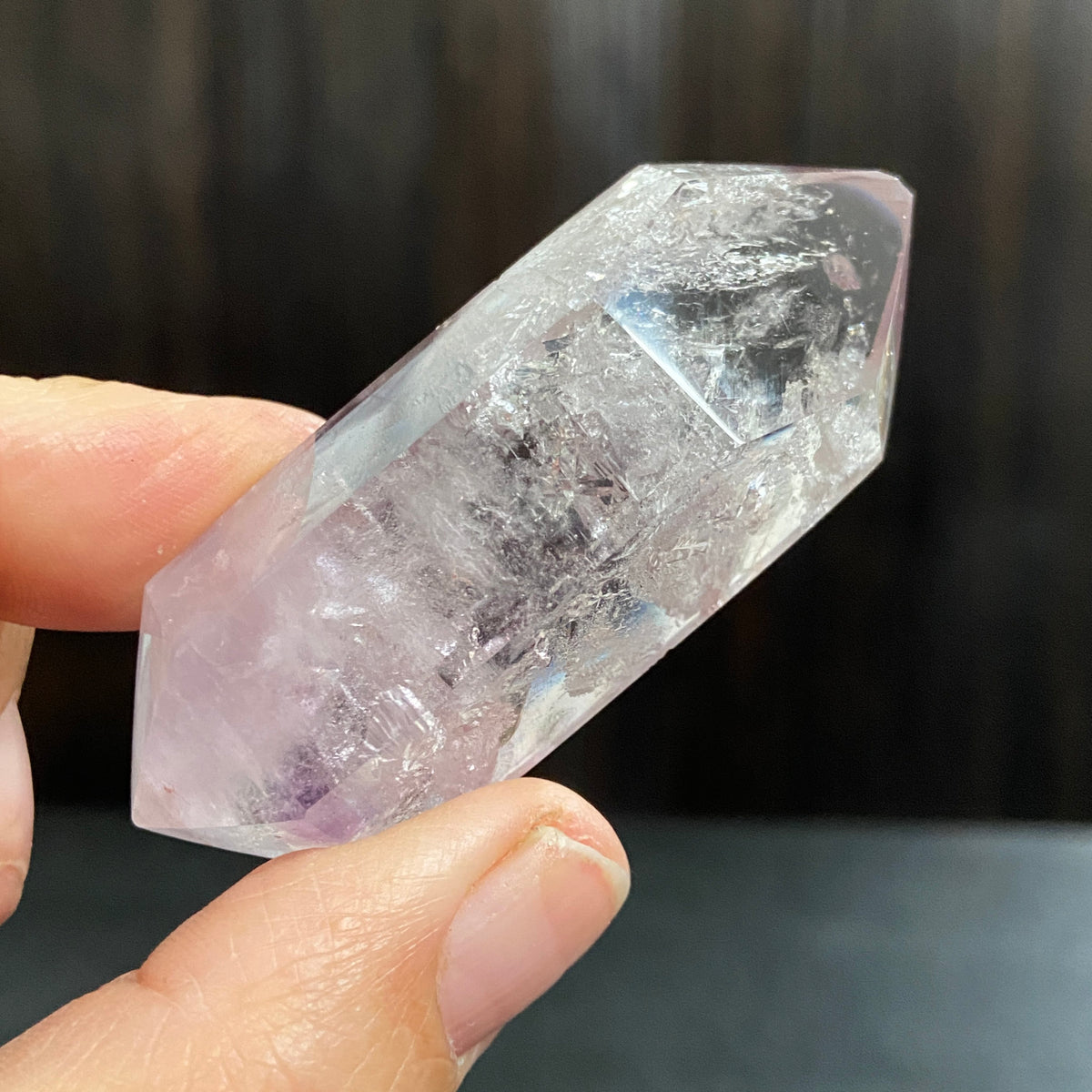 Natural Double Terminated Amethyst with Enhydro