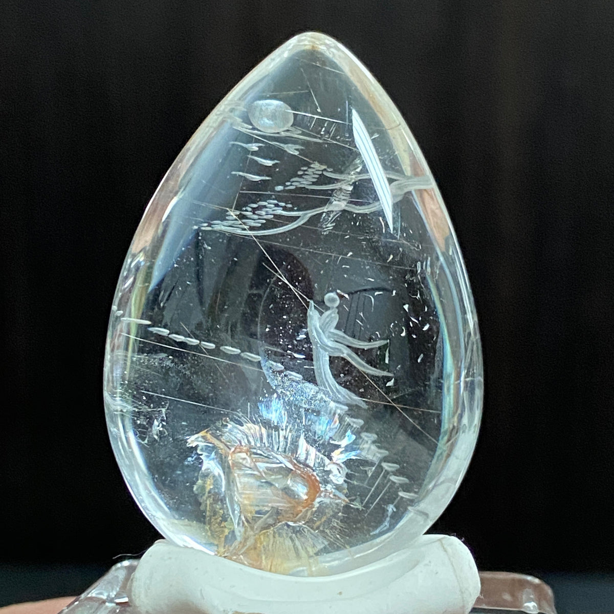 Rutile Rays & Moonlit Steps — AAA Diamond-Etched Clear Landscape Quartz