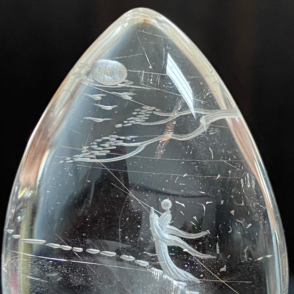 Rutile Rays & Moonlit Steps — AAA Diamond-Etched Clear Landscape Quartz