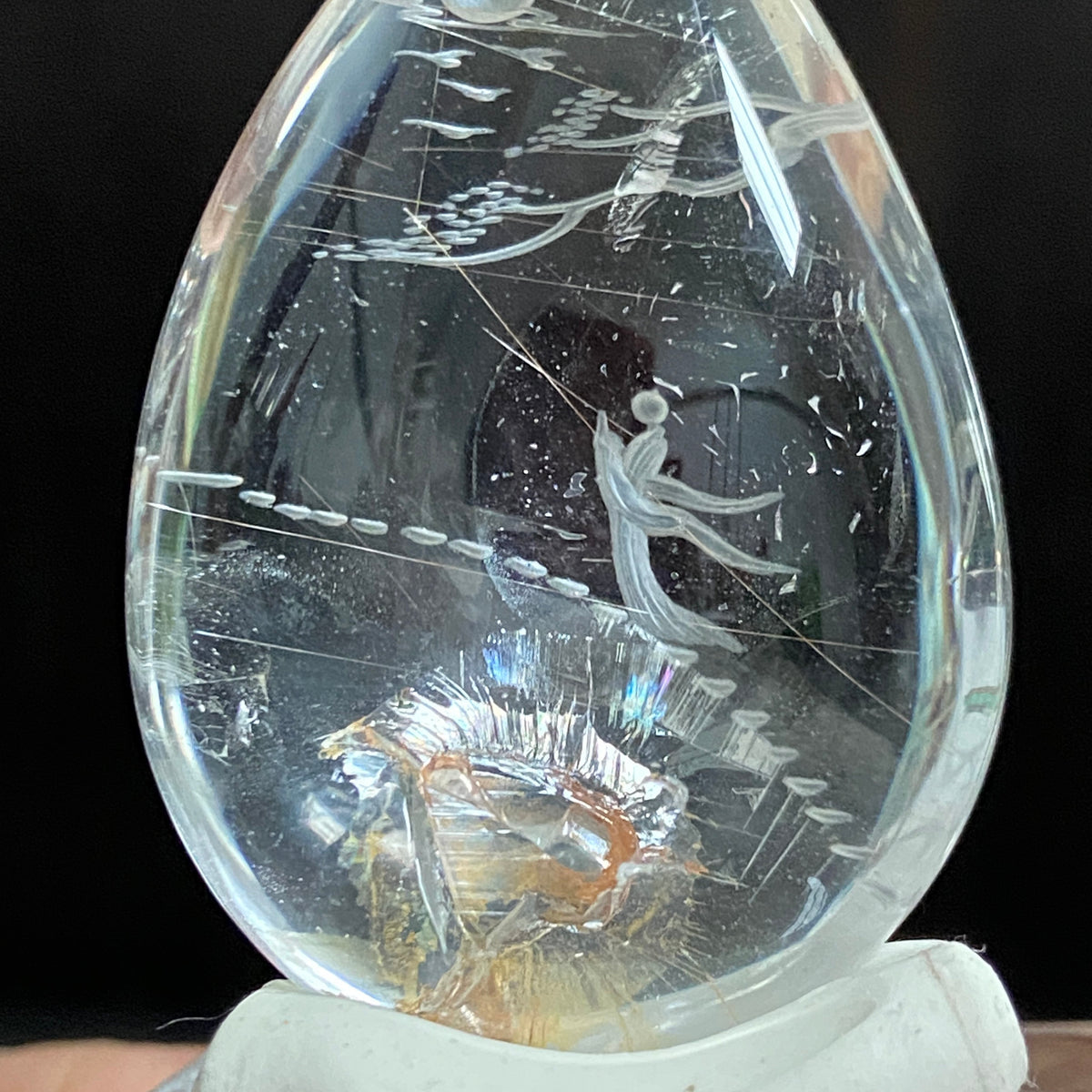 Rutile Rays & Moonlit Steps — AAA Diamond-Etched Clear Landscape Quartz