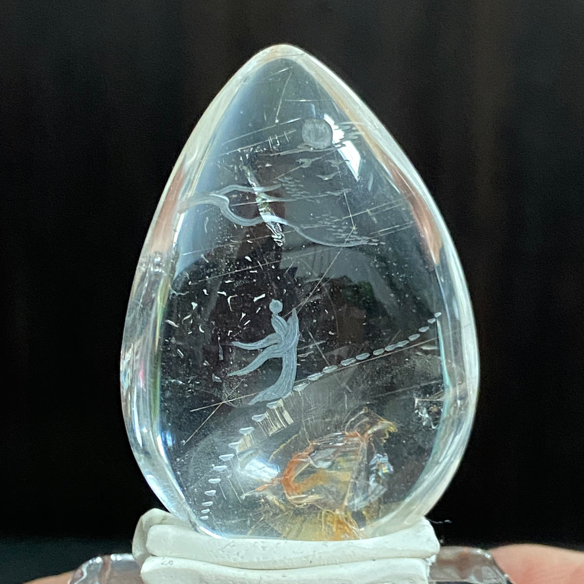 Rutile Rays & Moonlit Steps — AAA Diamond-Etched Clear Landscape Quartz