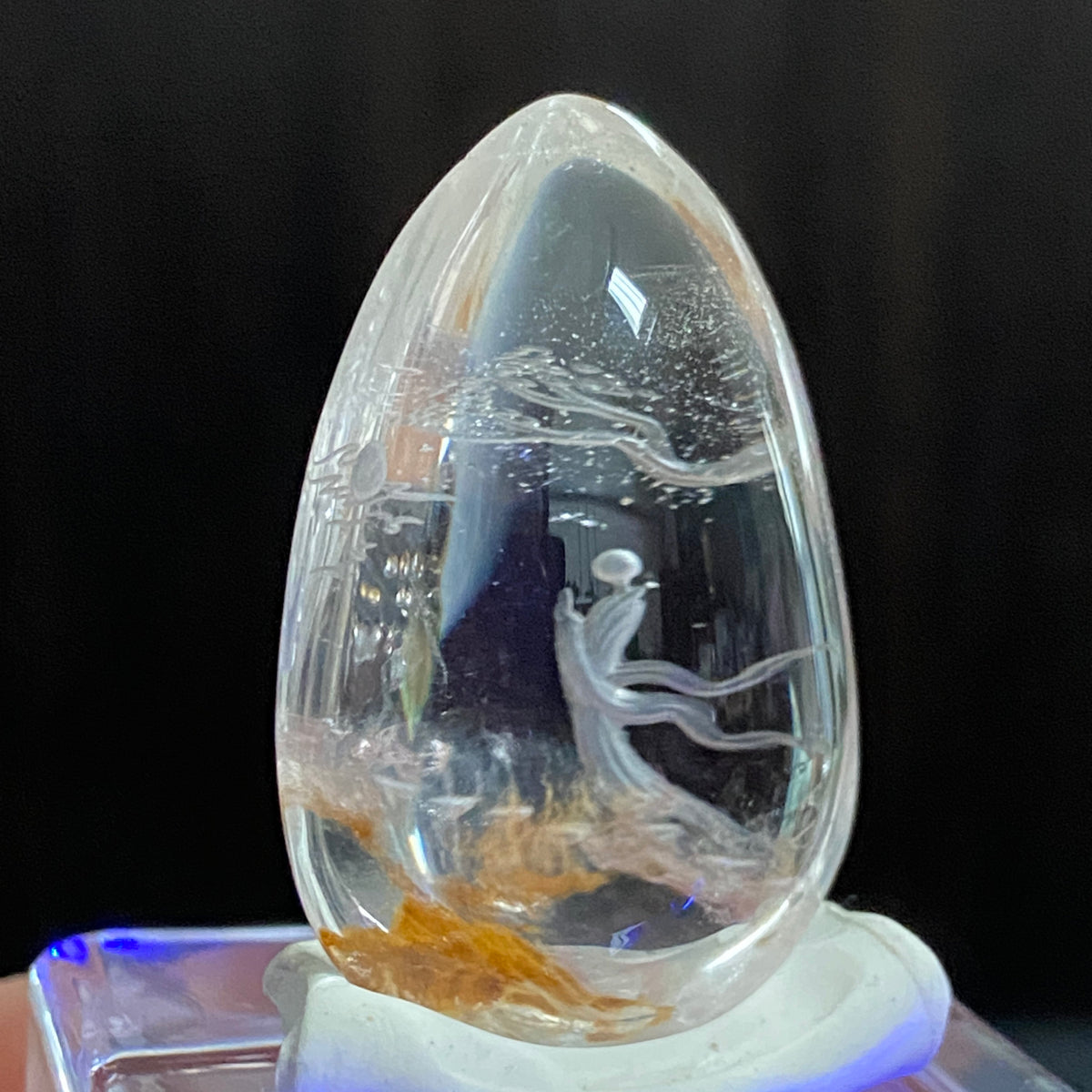 Golden Earth & Celestial Moon — AAA Diamond-Etched Clear Landscape Quartz