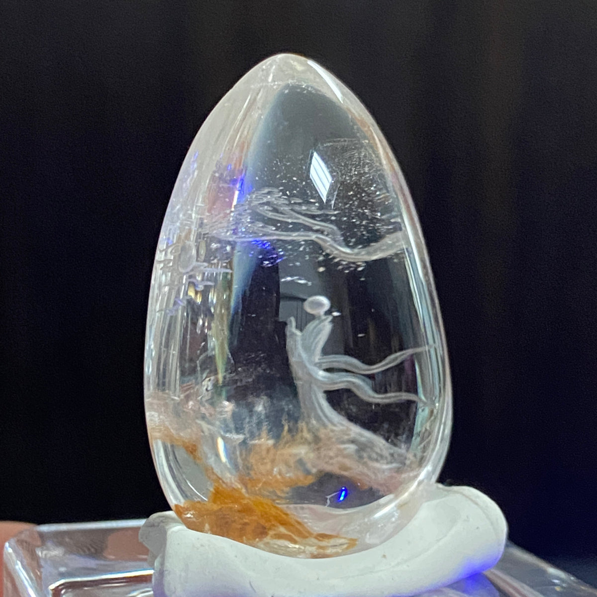 Golden Earth & Celestial Moon — AAA Diamond-Etched Clear Landscape Quartz
