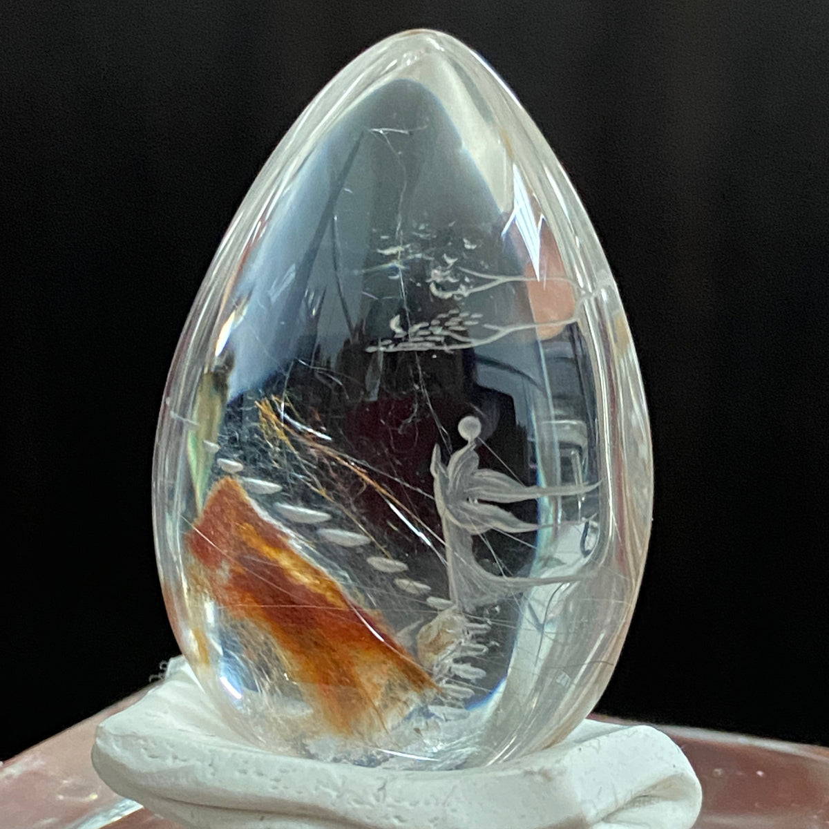 The Celestial Path of Gold and Red Rutile — AAA Diamond-Etched Landscape Quartz