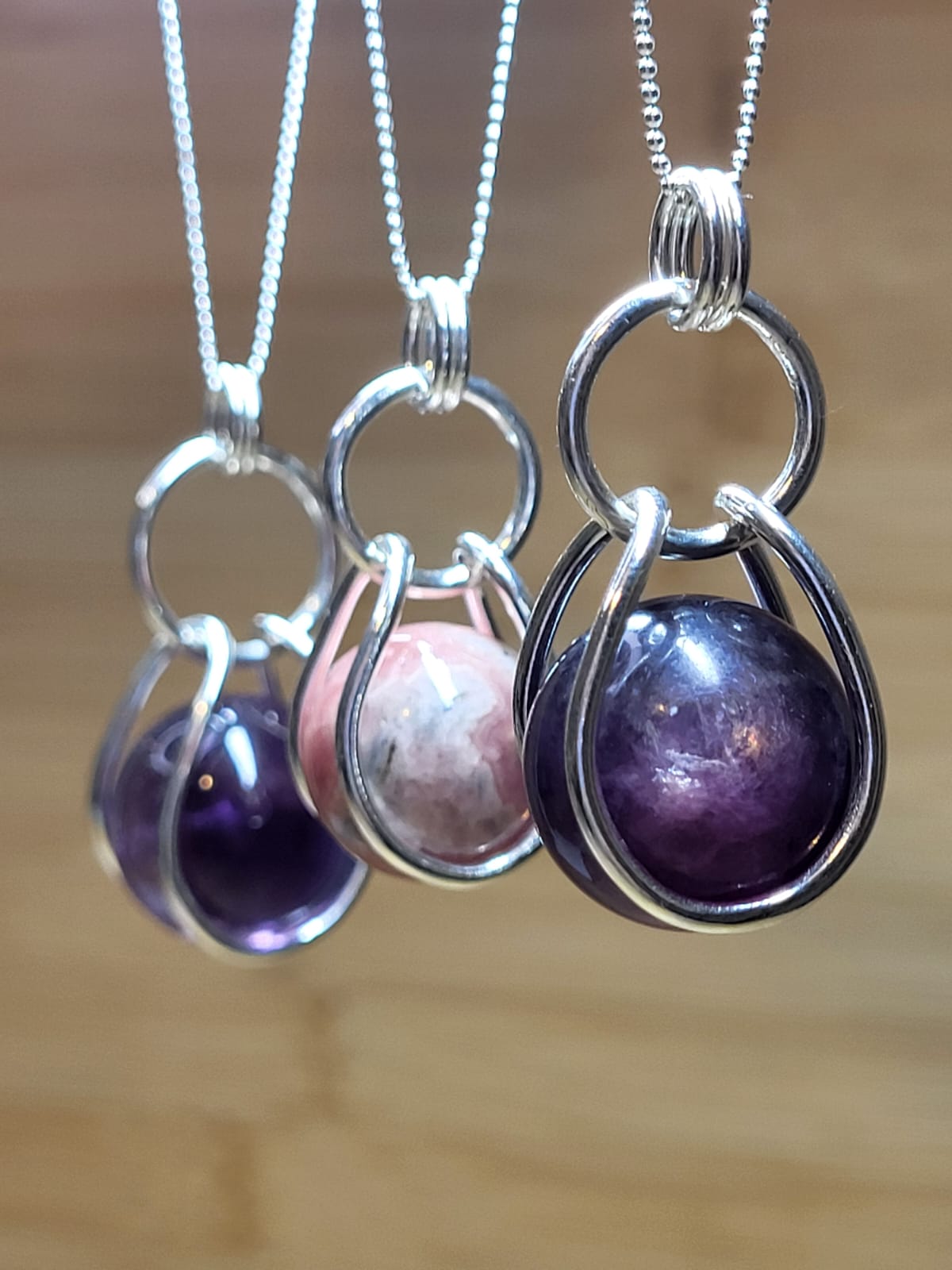 Caged Spinning Lepidolite Sphere Pendant – Bespoke by Song of the Sea
