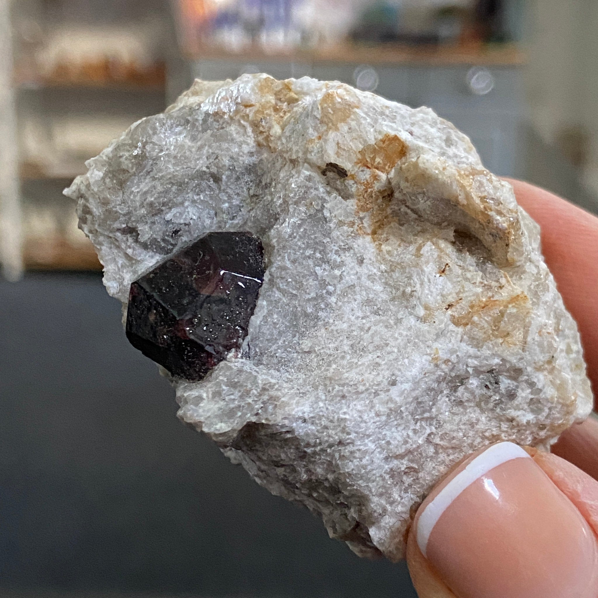Almandine Garnet on Calcite Matrix - Castle Rocks Cornwall