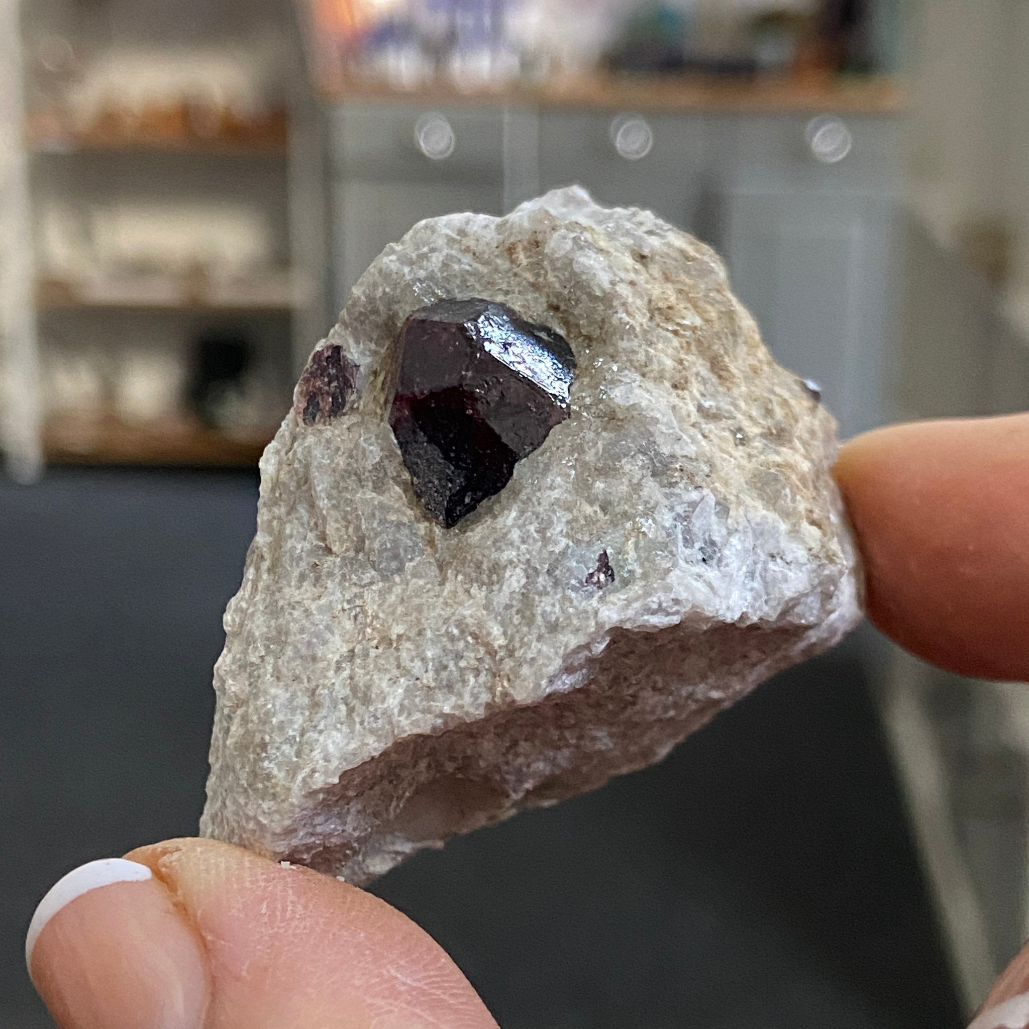 Almandine Garnet on Calcite Matrix - Castle Rocks Cornwall