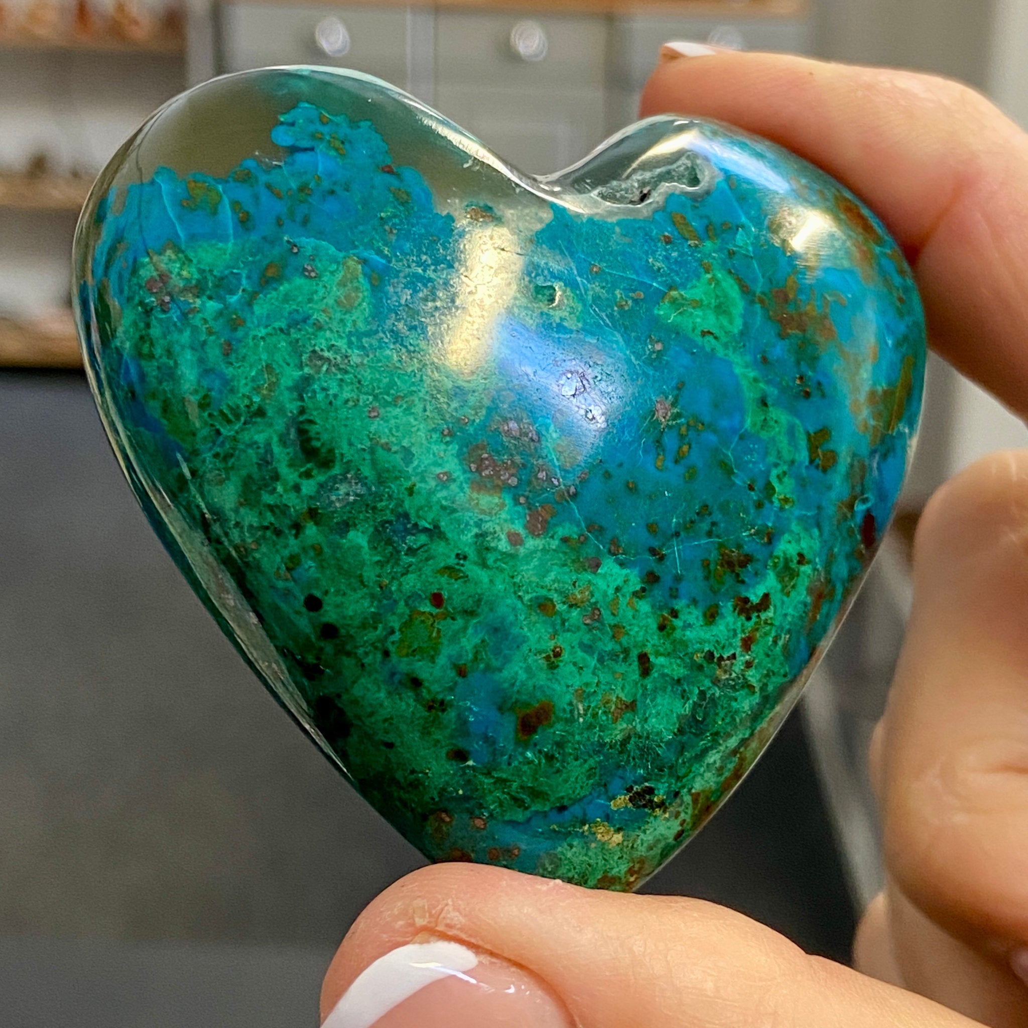 Chrysocolla Heart – Peru - Castle Rocks Cornwall