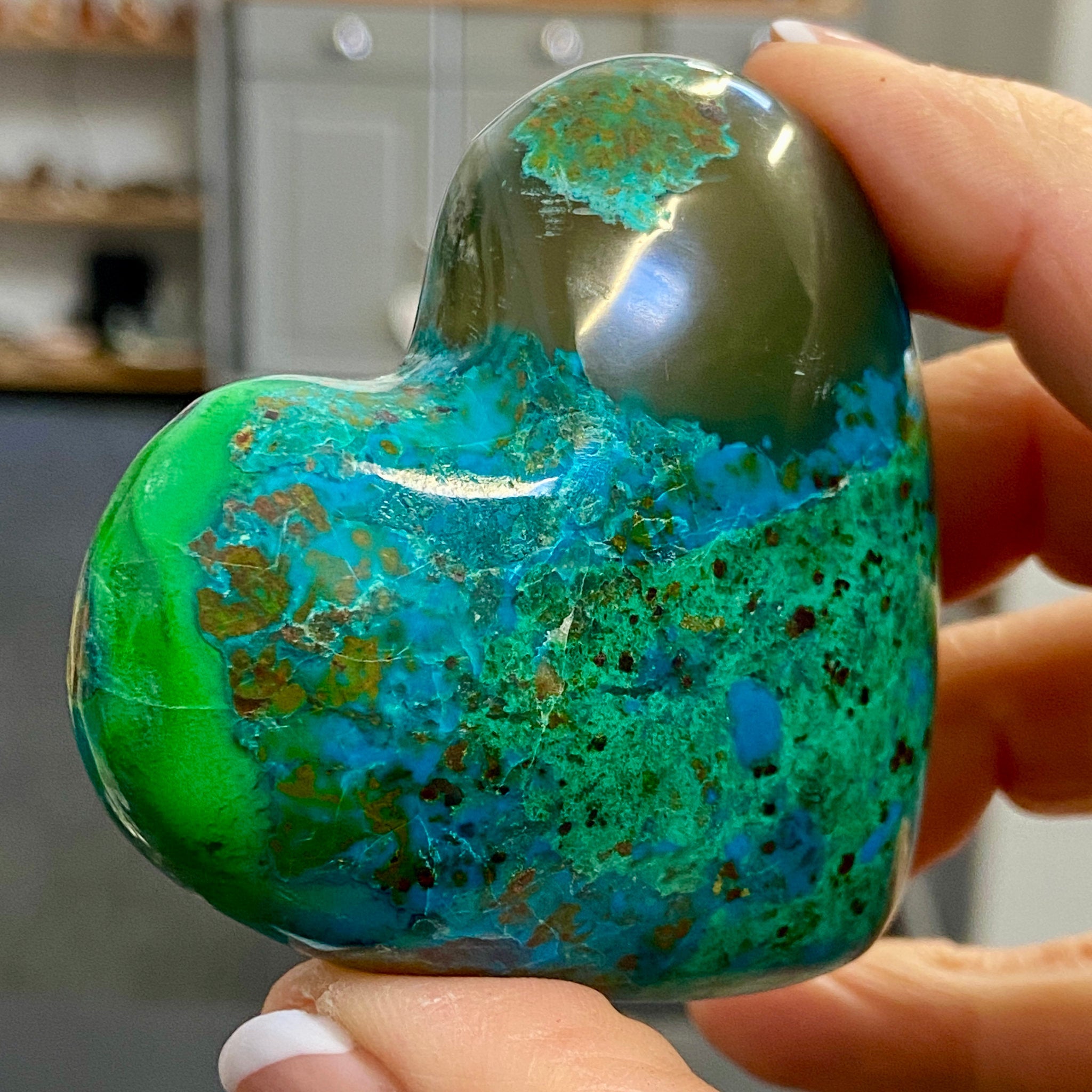Chrysocolla Heart – Peru - Castle Rocks Cornwall